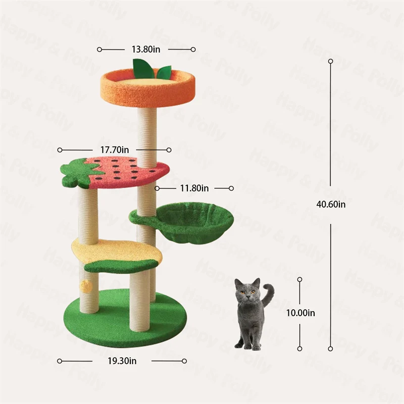 Mango Çilek ve Portakal Platformlu Meyve Dünyası Kedi Ağacı