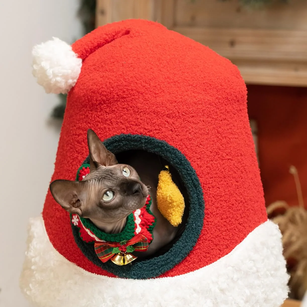Christmas Tree Cat Bed Tent With Removable Top for Cats and Small Dogs