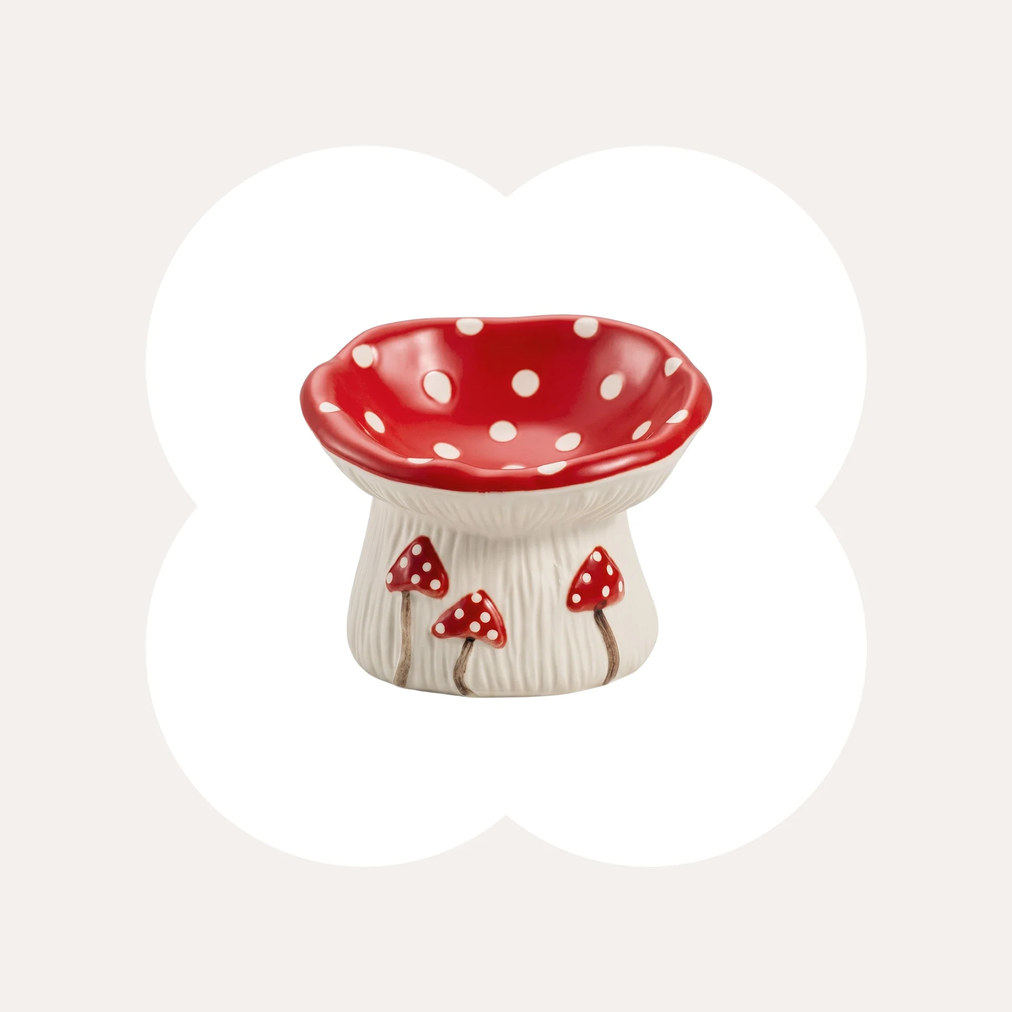 3.4oz Mushroom Picnic Ceramic Cat Bowl