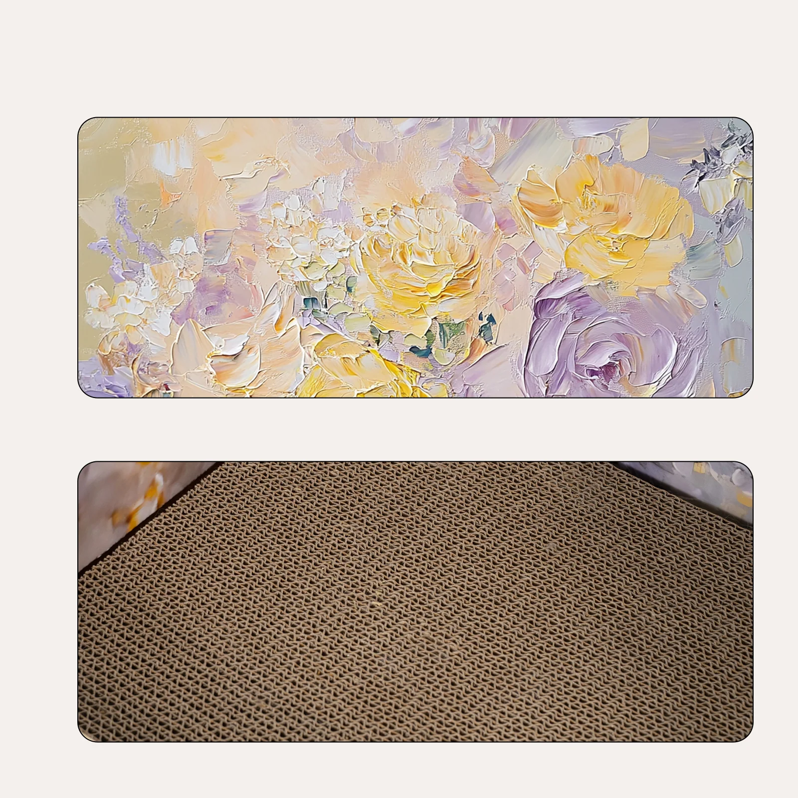 Retro Art Cat Scratcher with Gold Frame and Oil Painting Backdrop