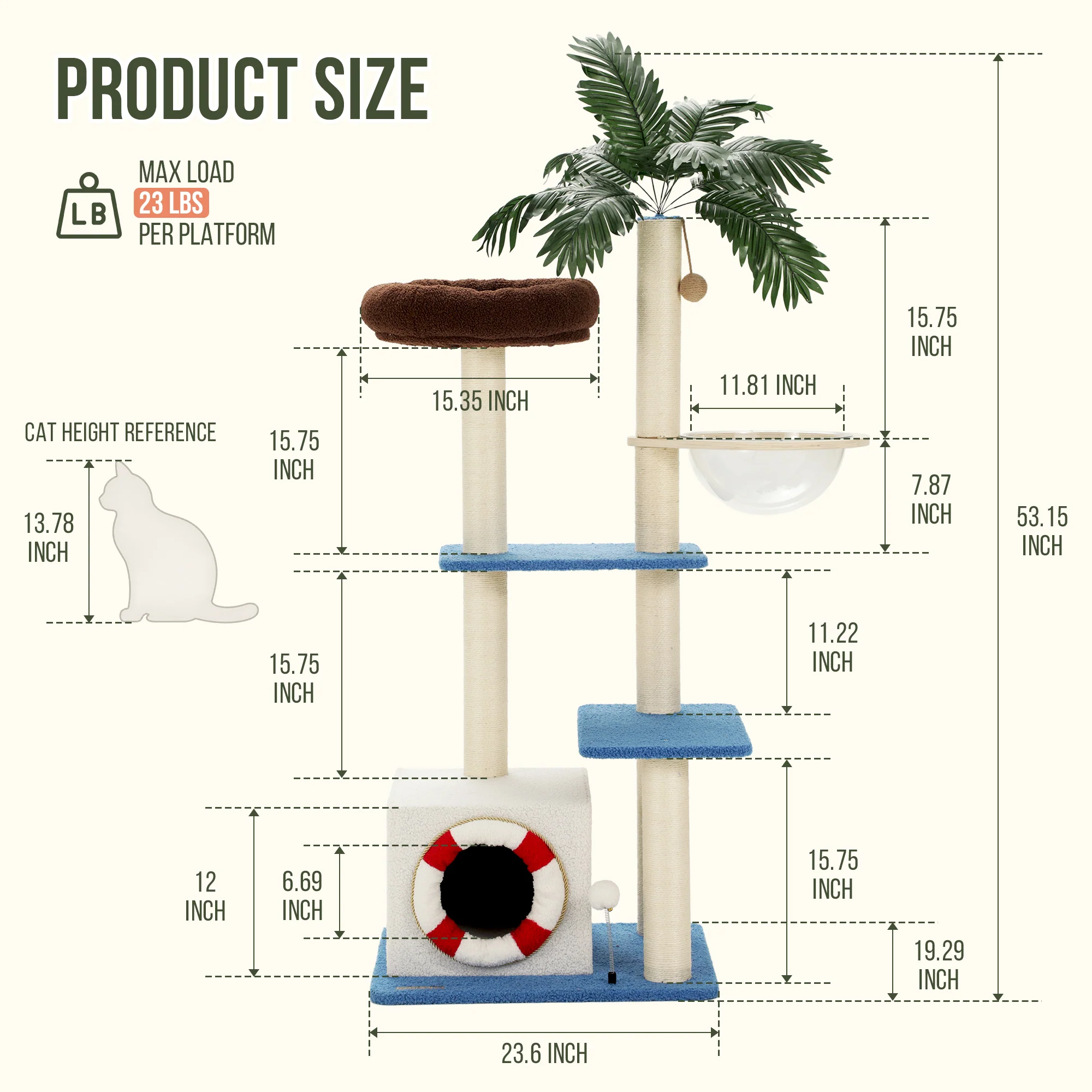 Árbol para gatos Coco Cabana de 57"