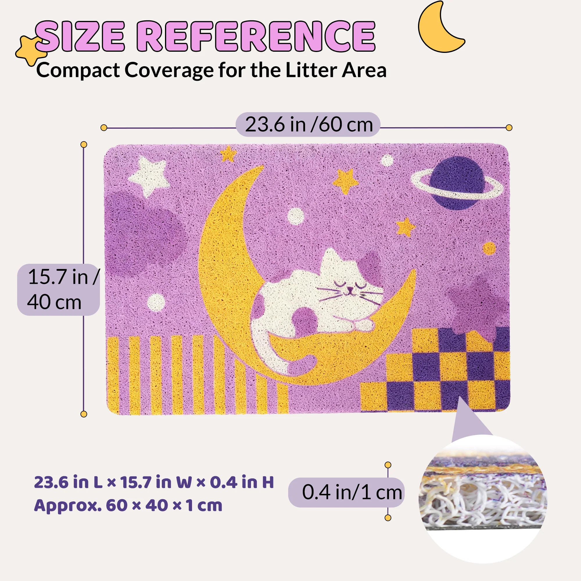 Tapis de litière pour chat Moonlight Dream avec surface à boucle piégeante