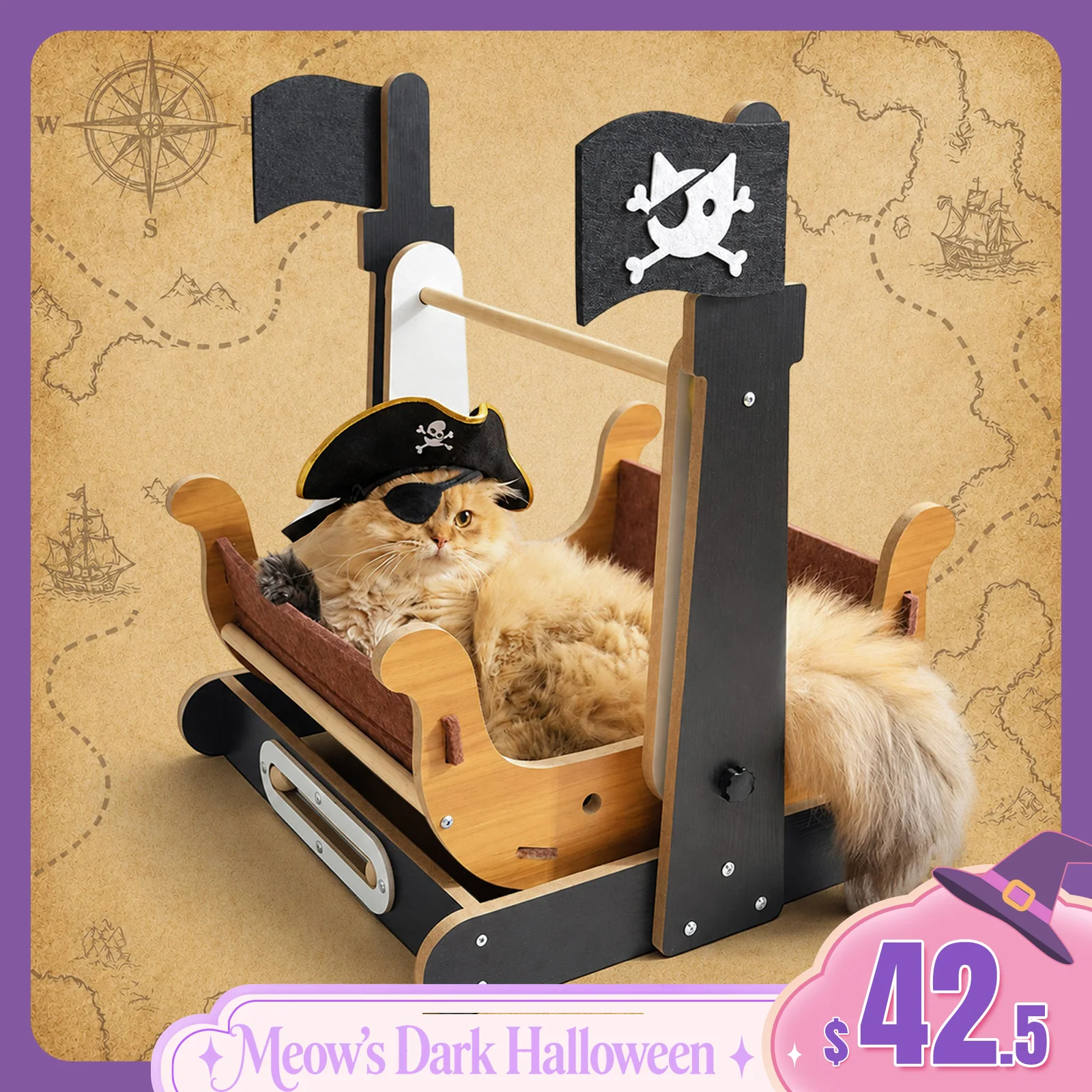 Cama para Gatos Pirata de 2 Pisos