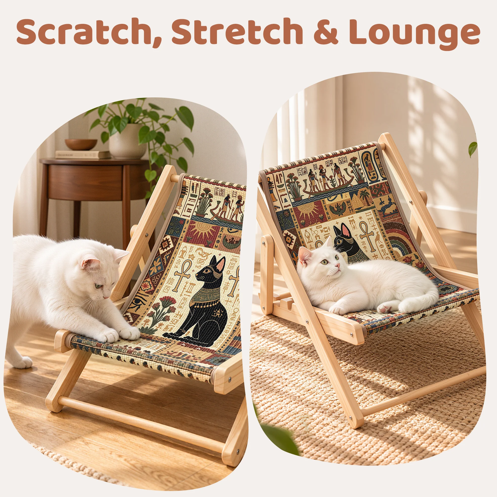 Chaise lounge pliable pour chat Happy & Polly avec tapis griffoir remplaçable