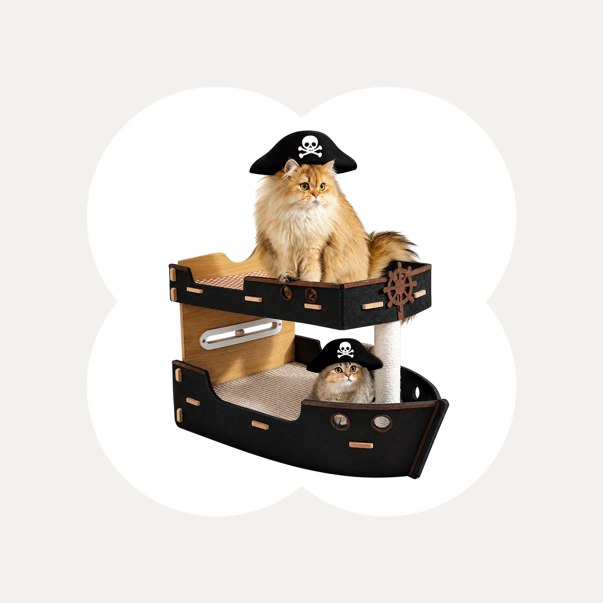2-Tier Pirate Ship Cat Bed