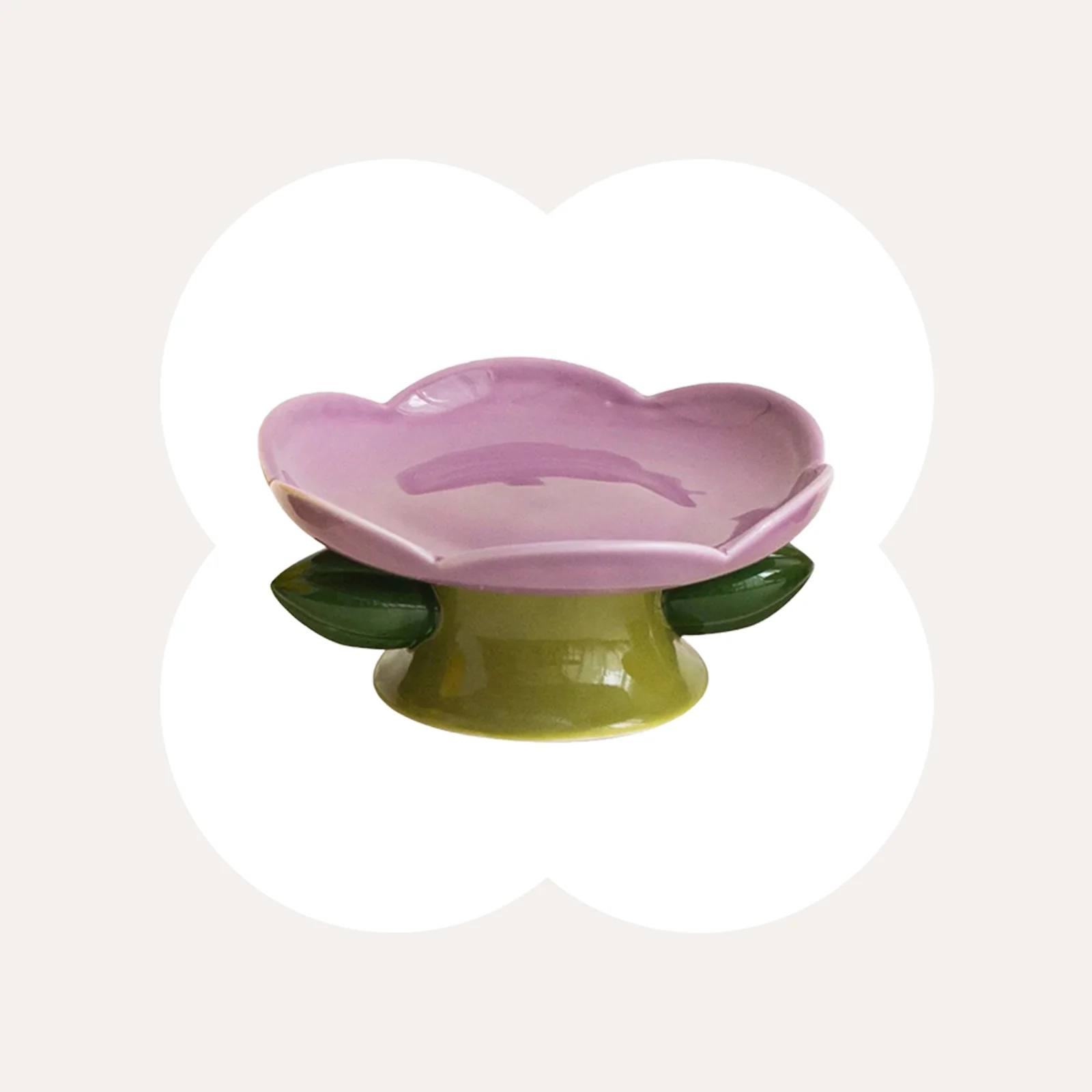 Flower Shape Ceramic Raised Cat Bowl for Easier Mealtimes