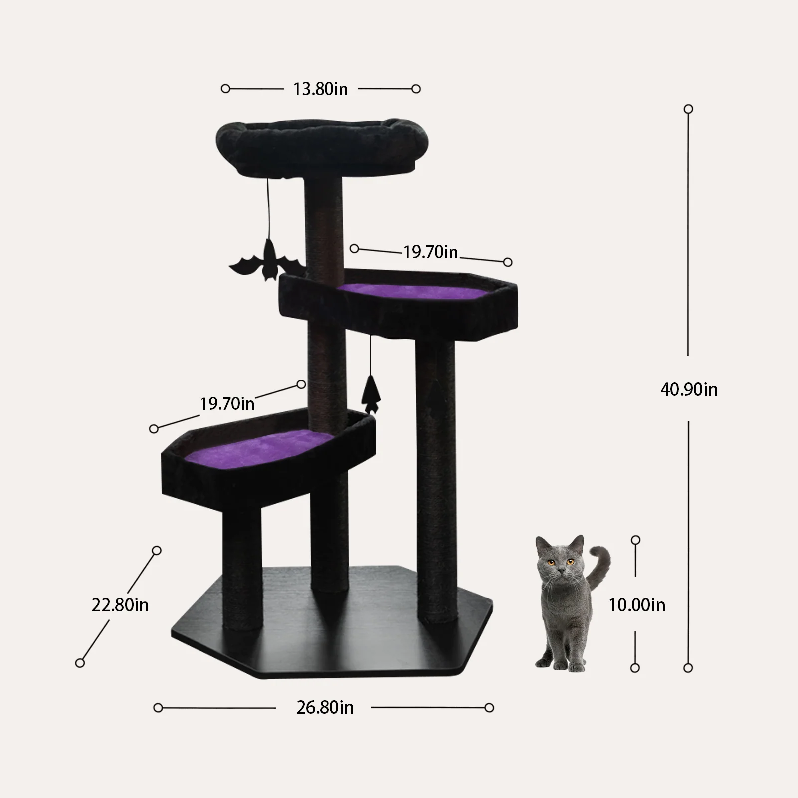 Gothic Style Cat Tree with Coffin Platforms in Red and Black