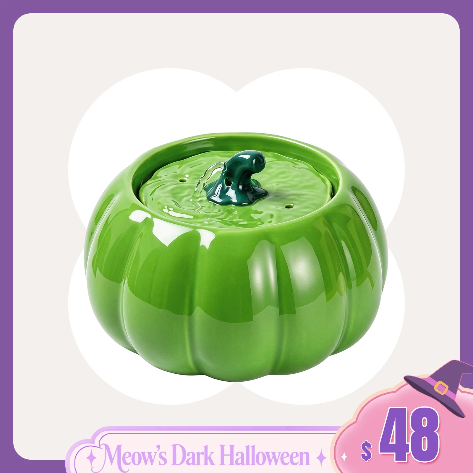 44oz Pumpkin Patch Cat Water Fountain, 44 fl oz