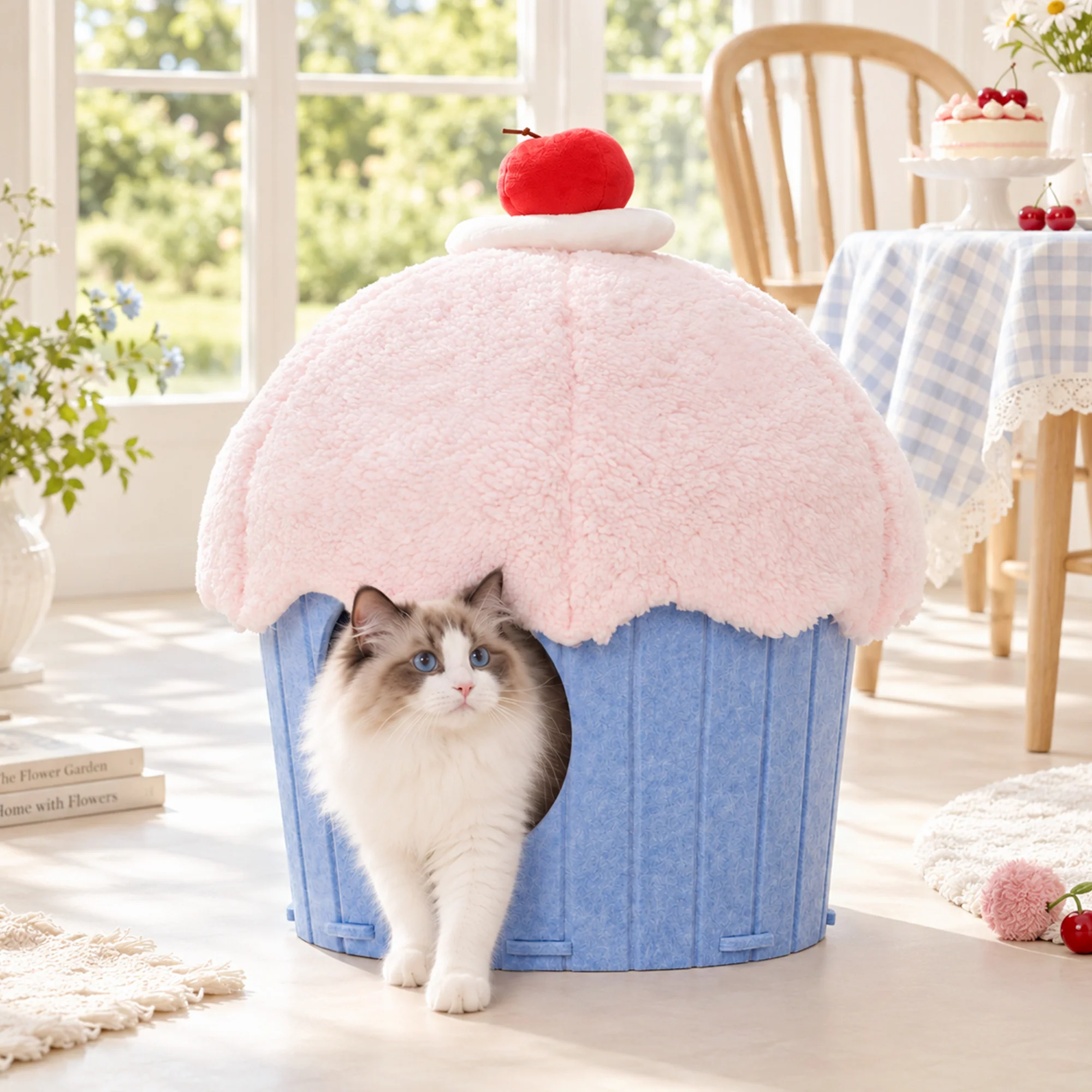 Cupcake 2-in-1 Felt Cat Condo with Removable Cushion