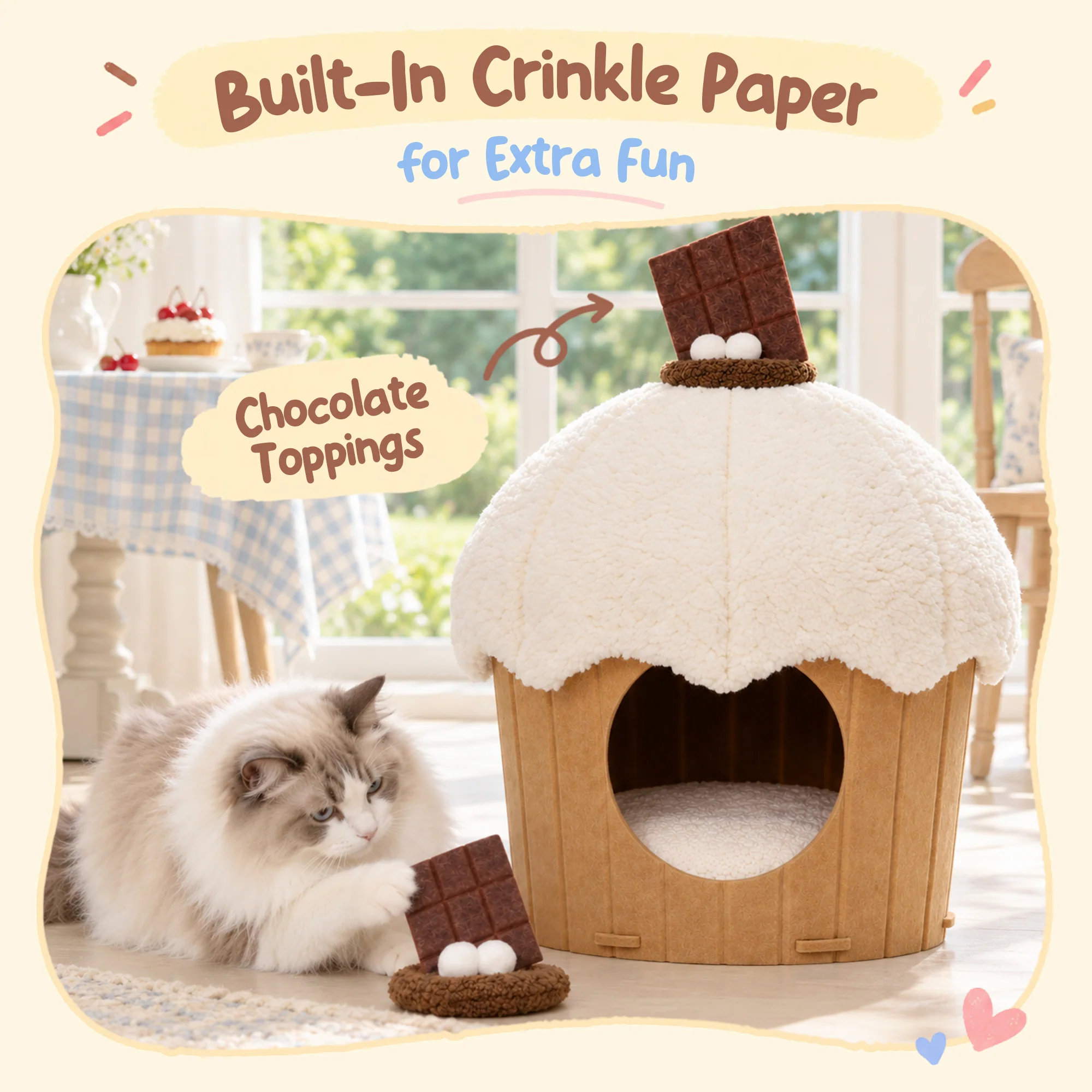Cupcake 2-in-1 Felt Cat Condo with Removable Cushion