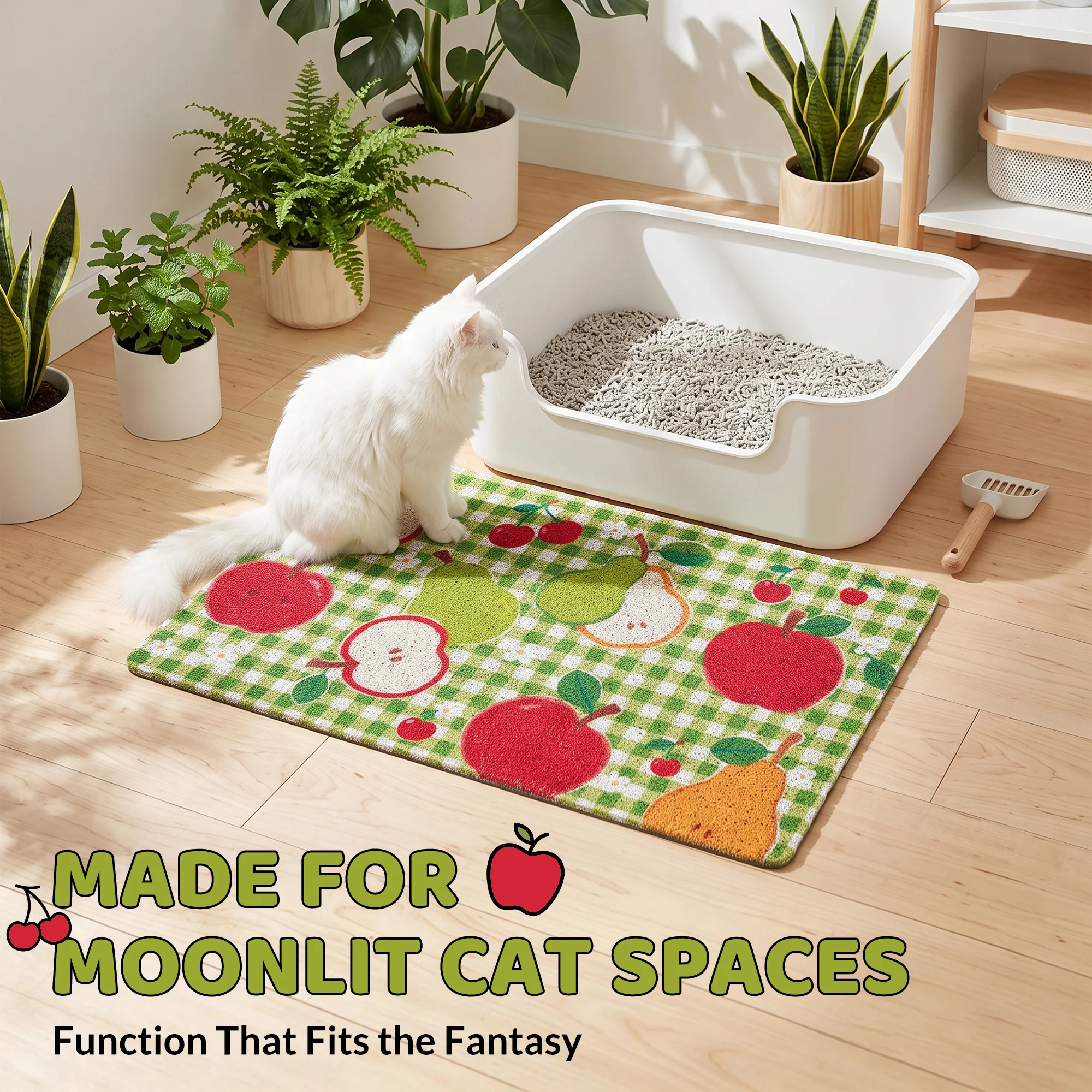 Fruit Garden Cat Litter Mat with Non-Slip Backing