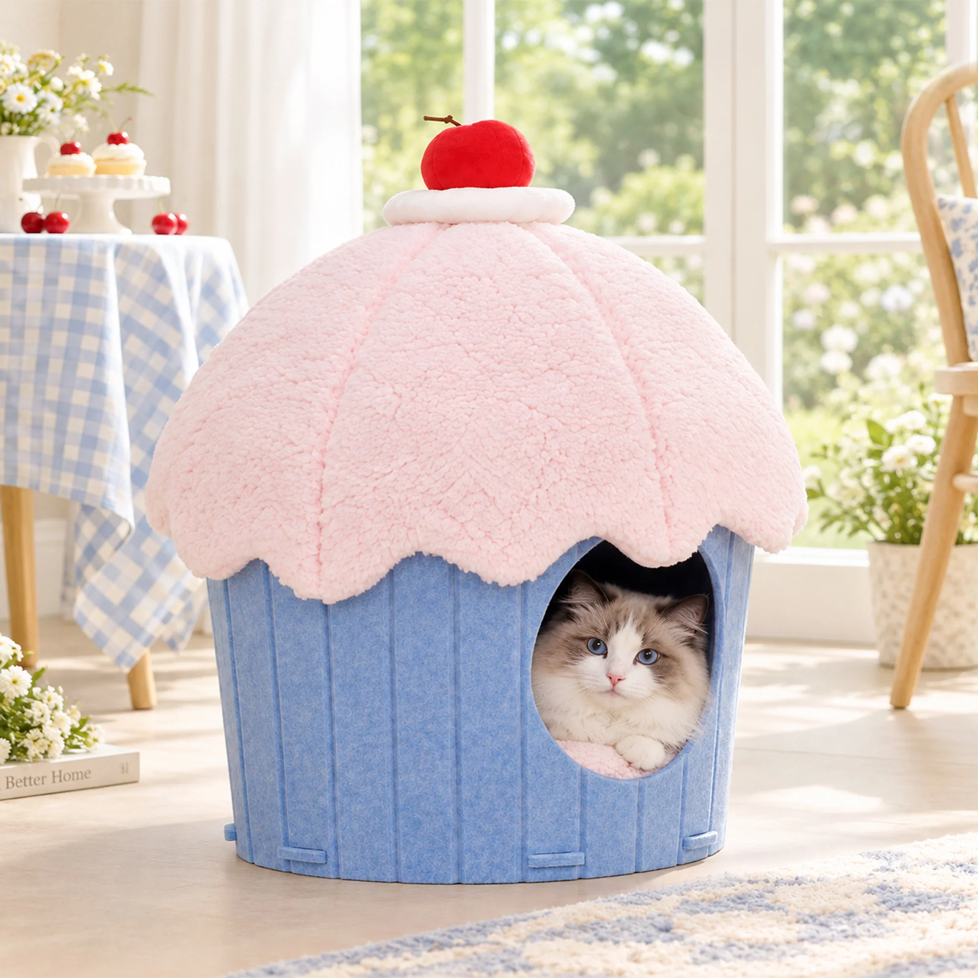 Cupcake 2-in-1 Felt Cat Condo with Removable Cushion