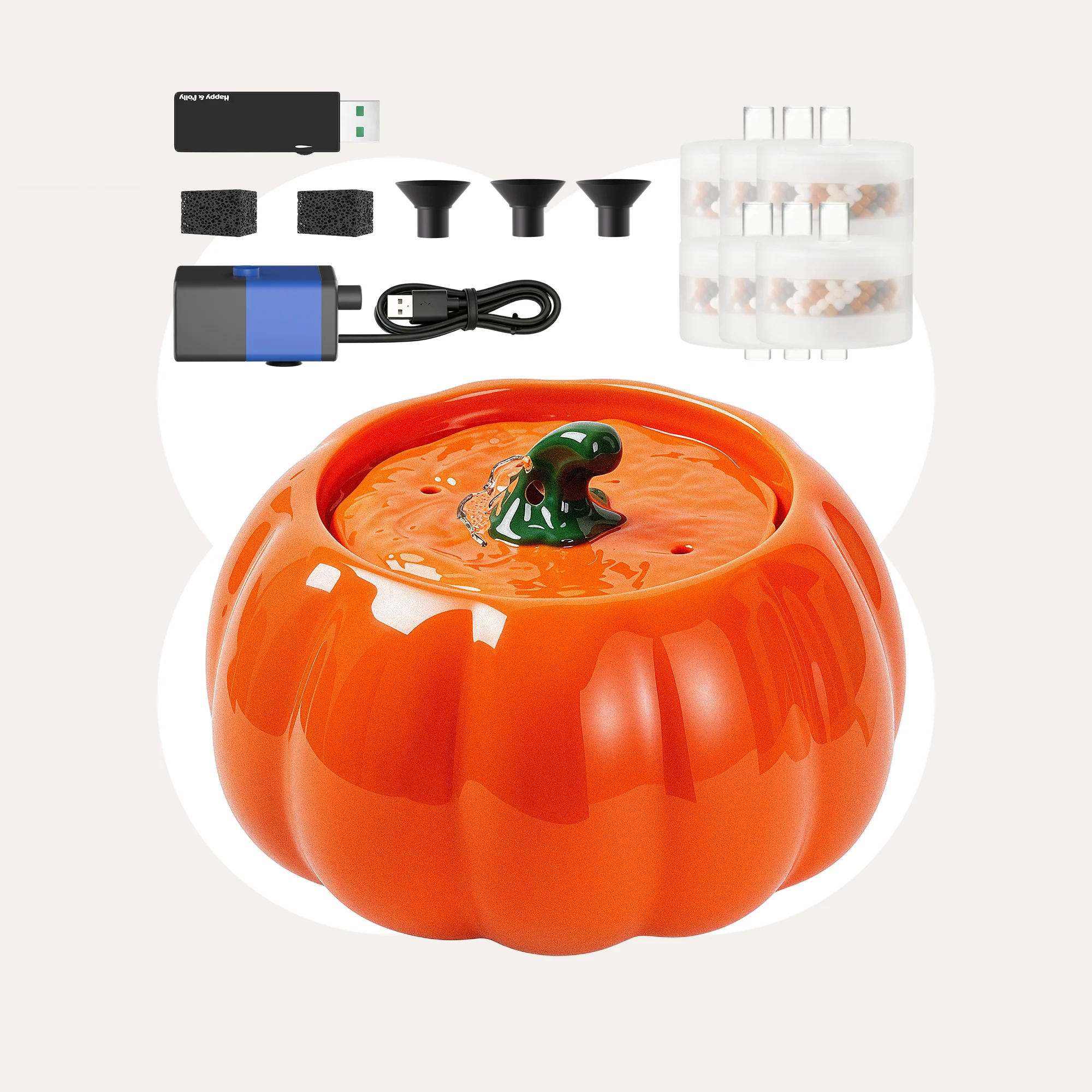 44oz Pumpkin Patch Cat Water Fountain, 44 fl oz