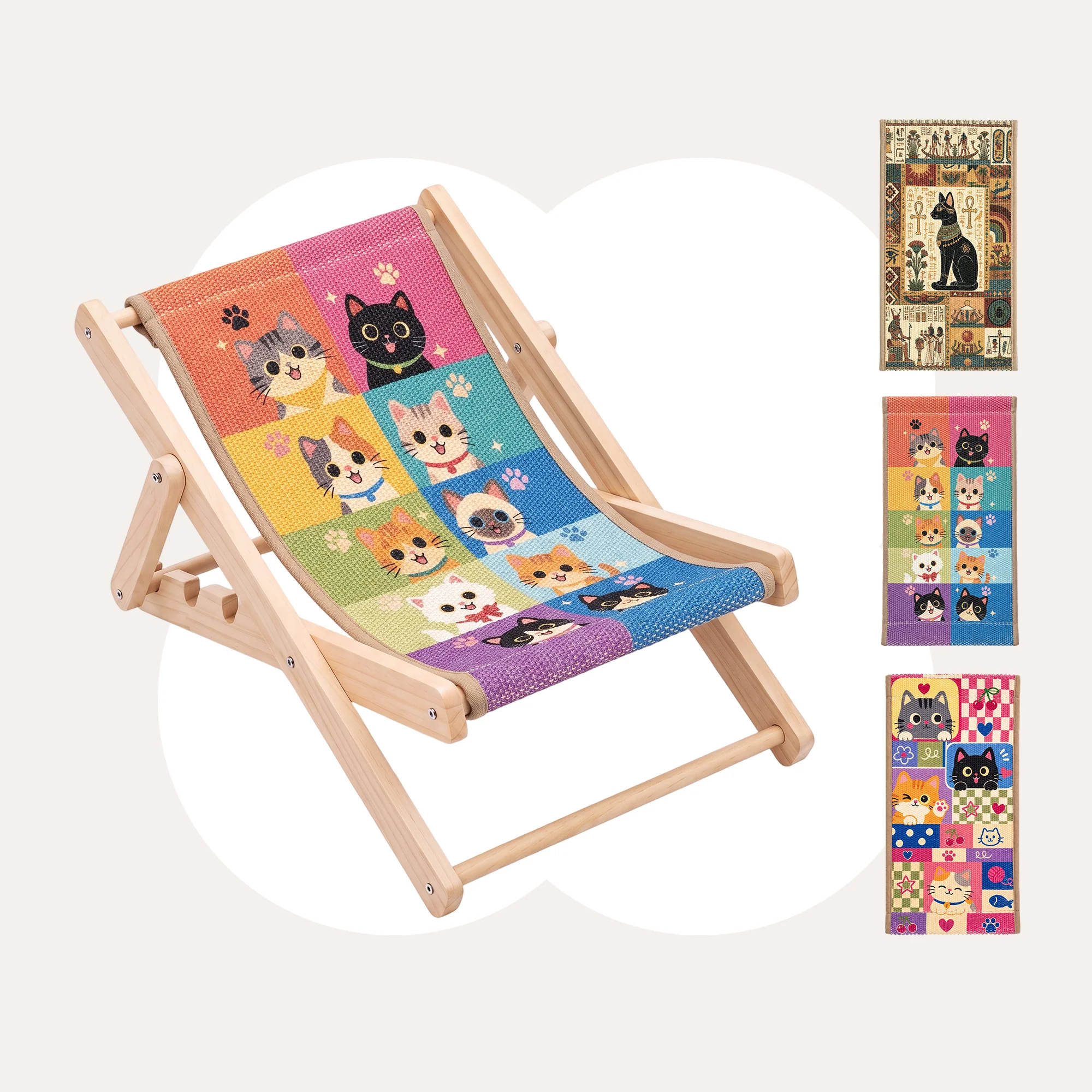 Chaise lounge pliable pour chat Happy & Polly avec tapis griffoir remplaçable