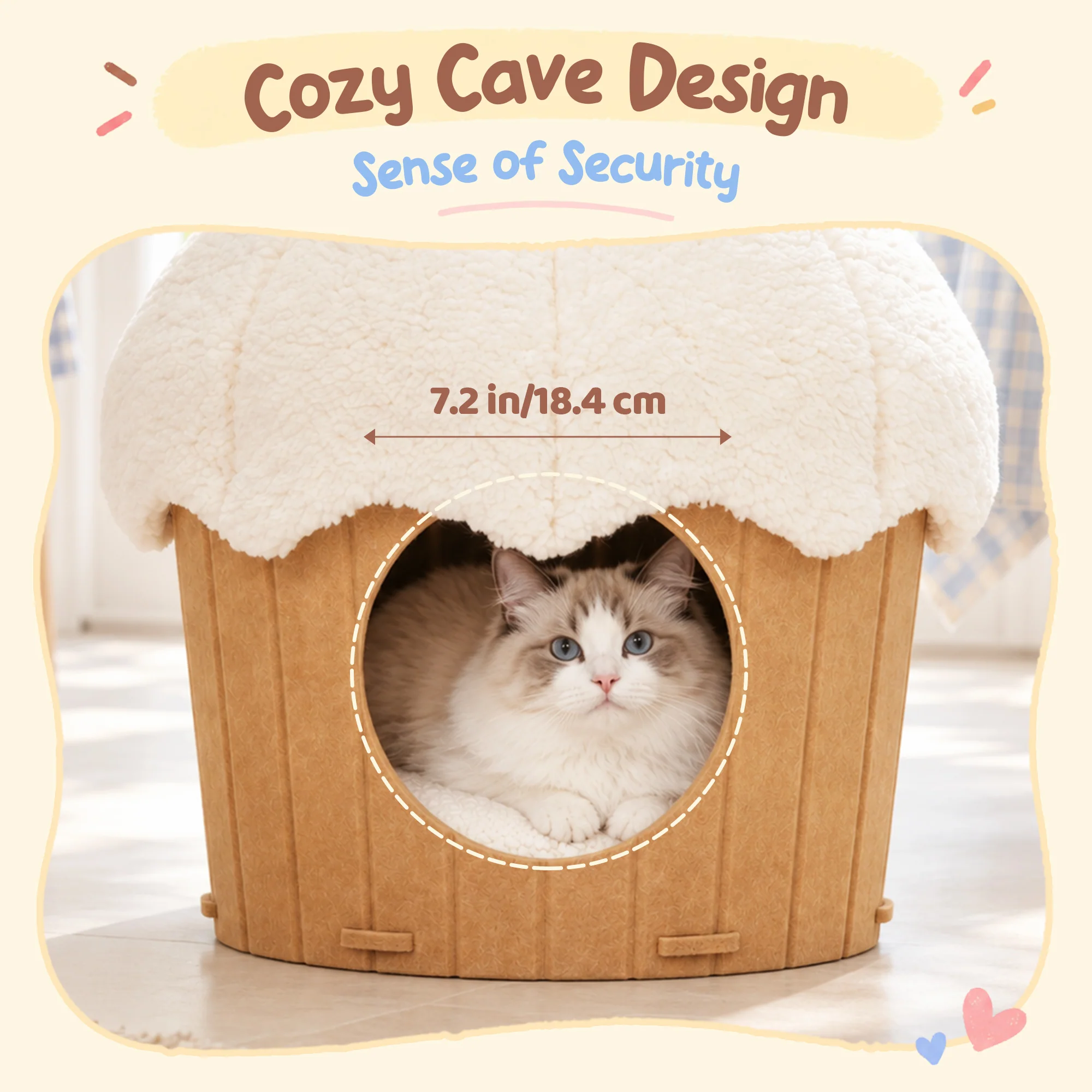 Cupcake 2-in-1 Felt Cat Condo with Removable Cushion