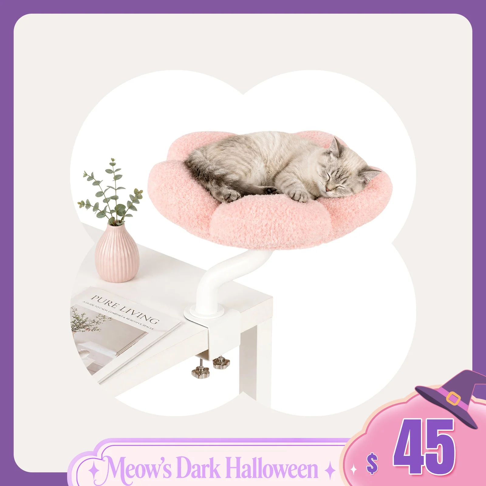 Cozy Flower Desk Cat Bed