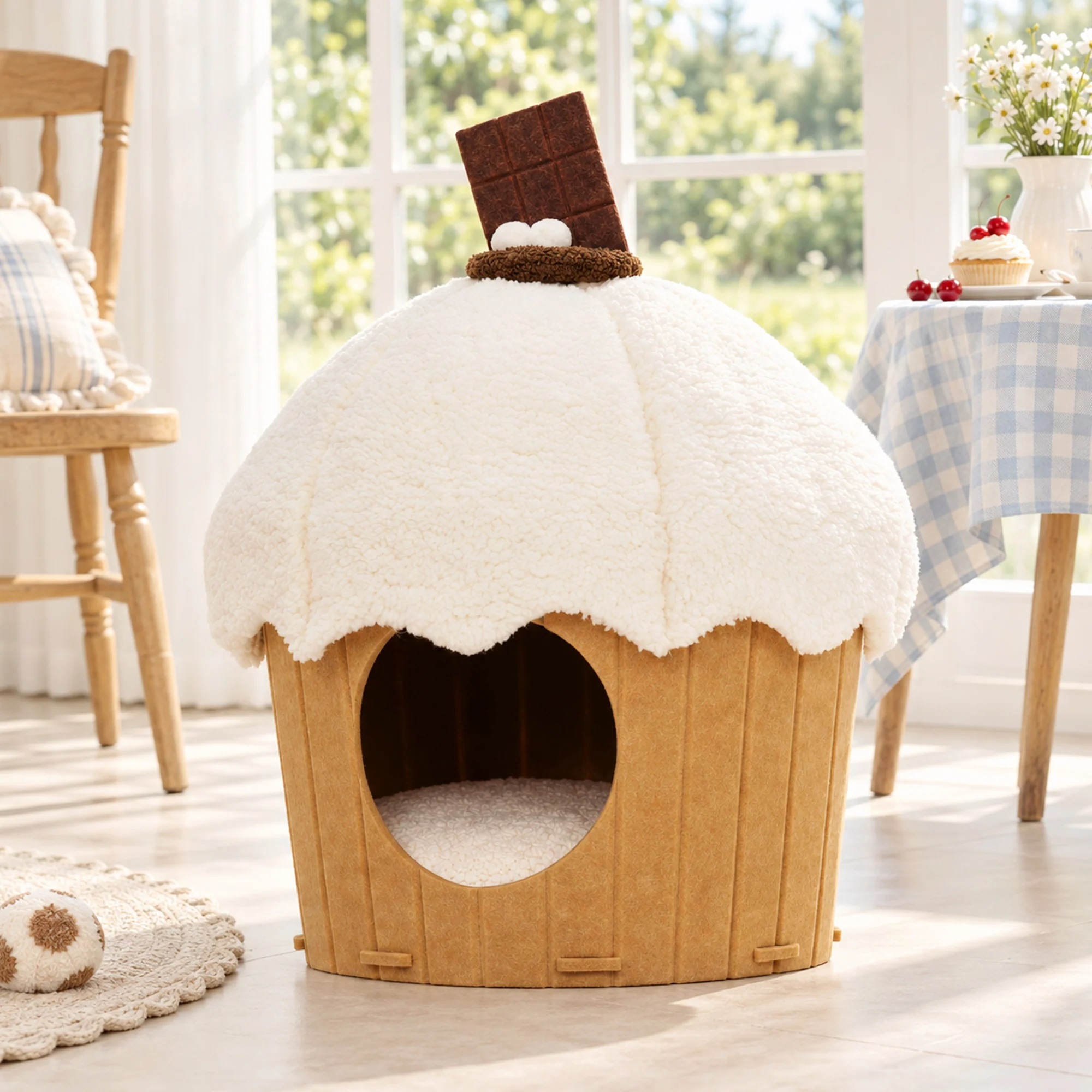 Cupcake 2-in-1 Felt Cat Condo with Removable Cushion