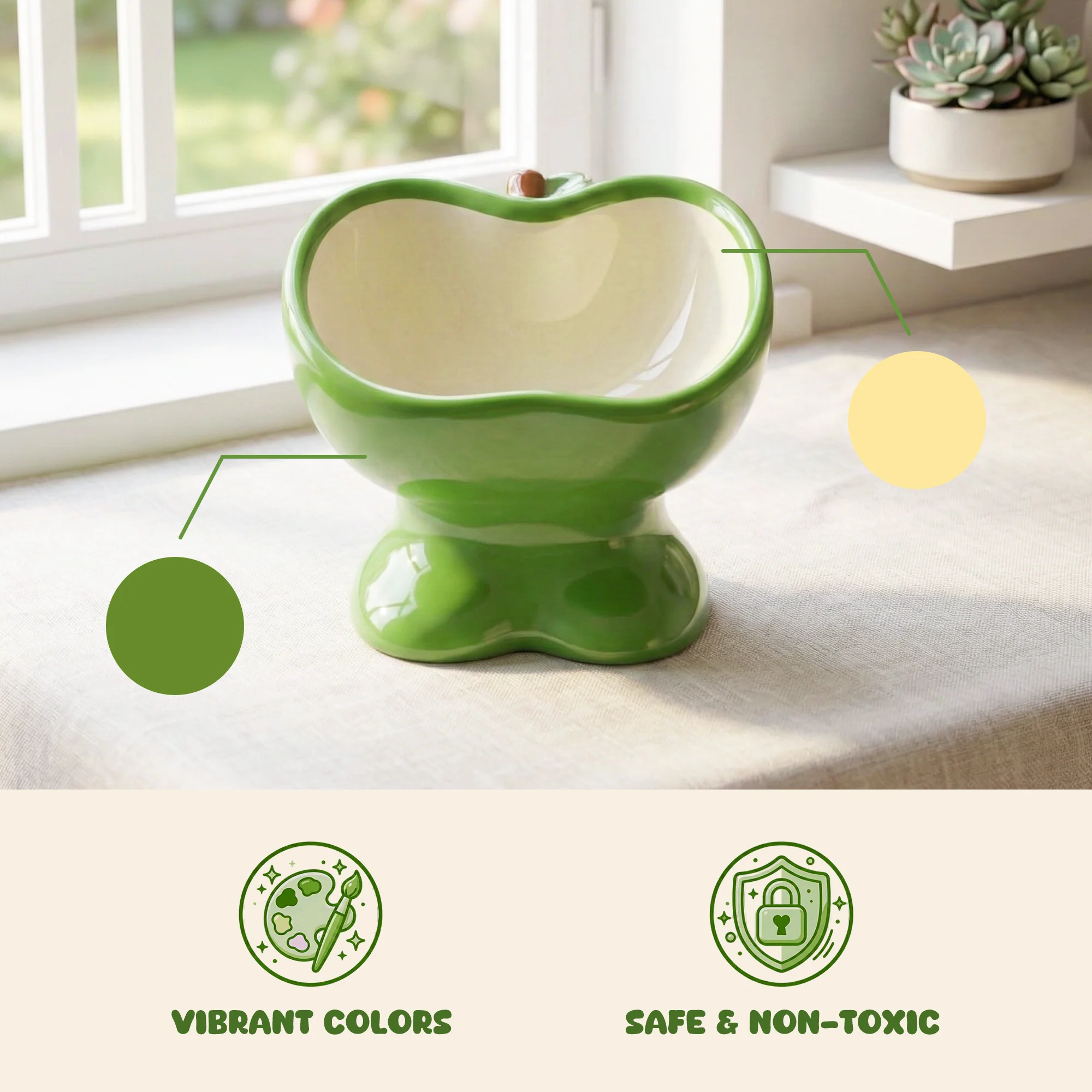 9oz Apple Bliss Elevated Cat Bowl in Ceramic, 9oz