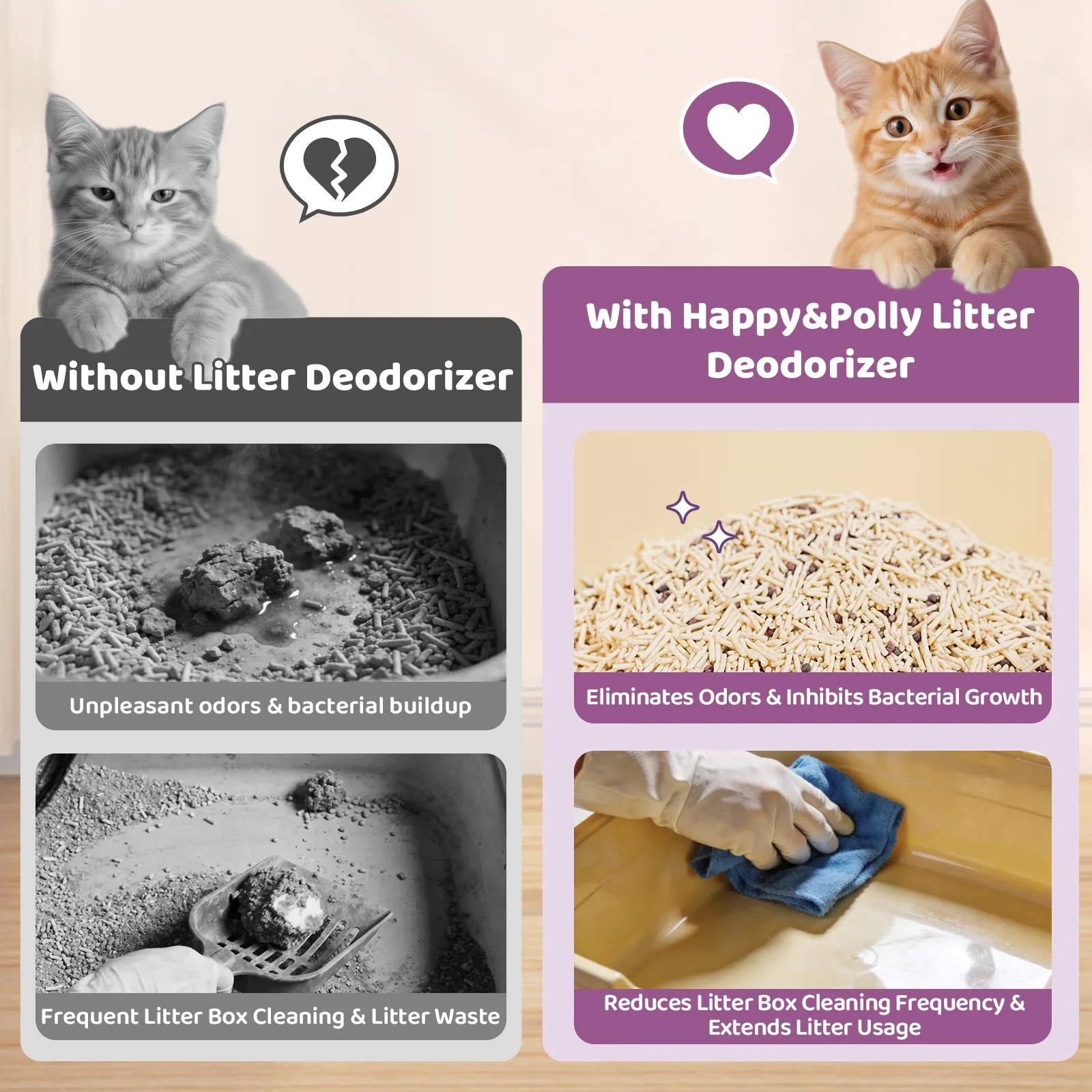 Dual-Mineral-Geruchsschutz-Katzenstreu-Deodorant