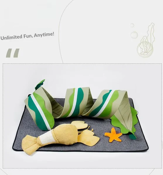 Fish Adventure Cat Sniffing Mat Tunnel for Indoor Play and Scratching