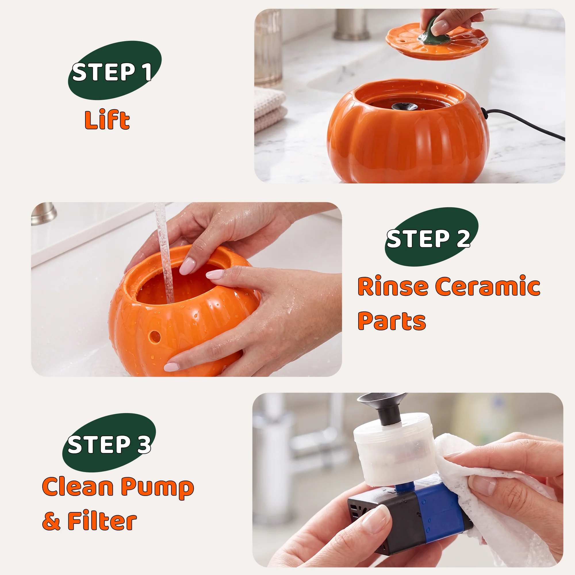 44oz Pumpkin Patch Cat Water Fountain, 44 fl oz