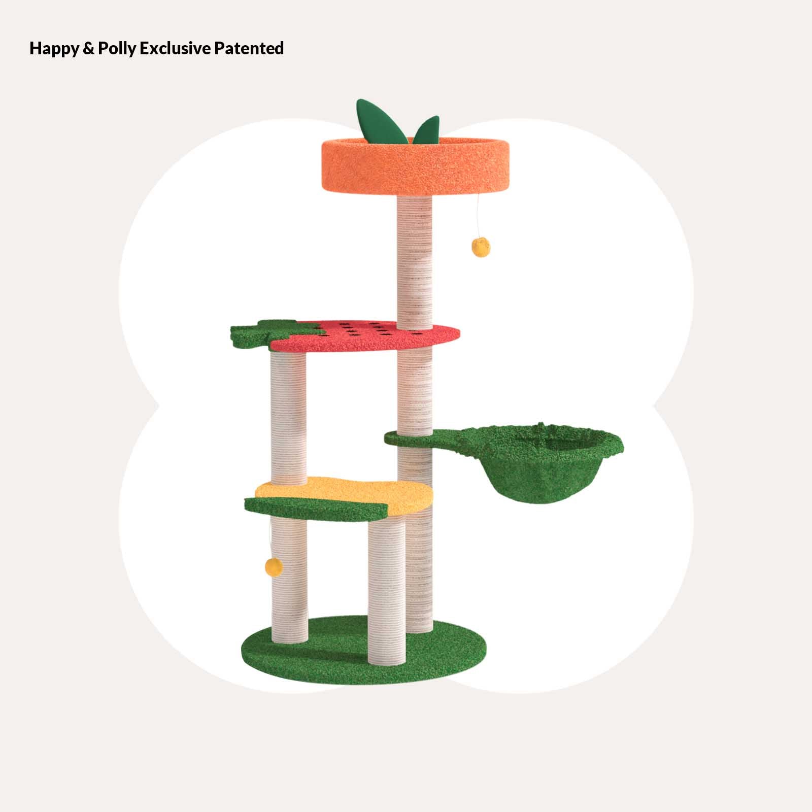 Fruit World Cat Tree with Mango Strawberry and Orange Platforms