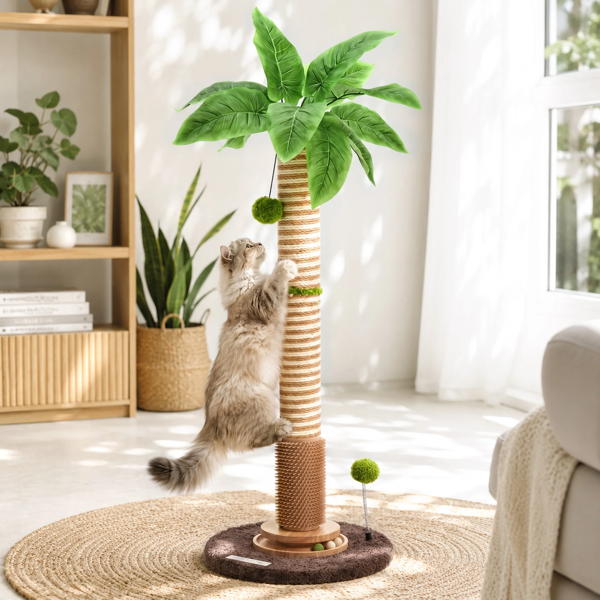 Kokospalme Kratzbaum mit Spielball