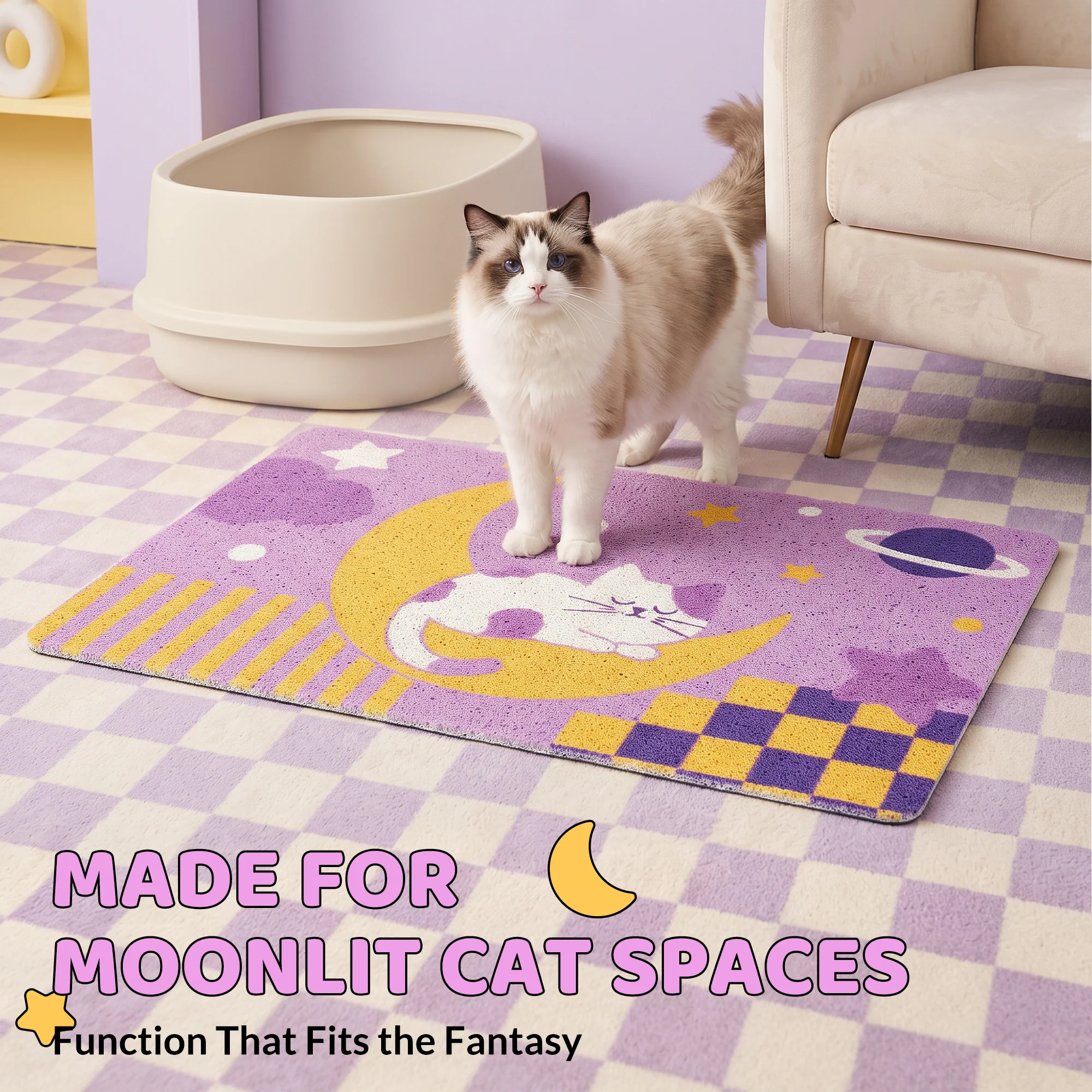 Tapis de litière pour chat Moonlight Dream avec surface à boucle piégeante