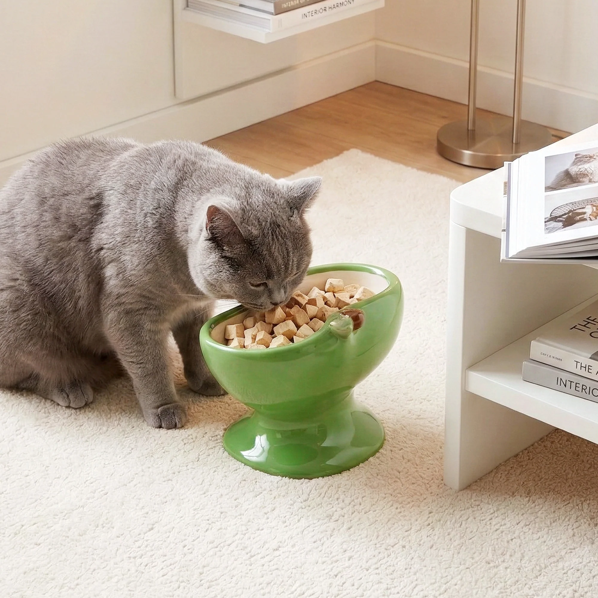 9oz Apple Bliss Elevated Cat Bowl in Ceramic, 9oz