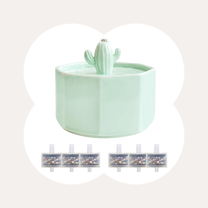 50oz/1.5L Cactus Style Cat Water Fountain