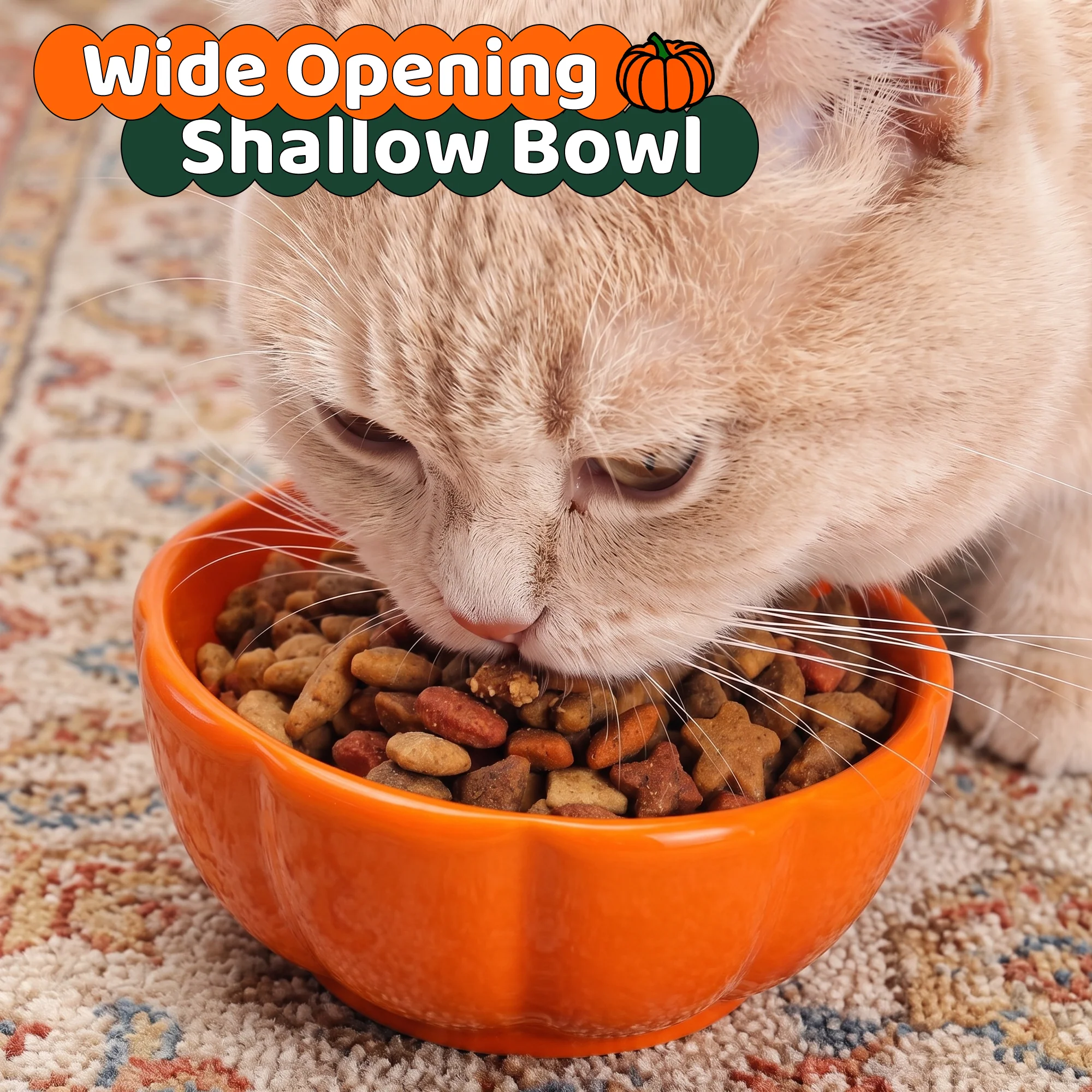 10 oz Pumpkin Patch Cat Bowl in Orange or Green Ceramic