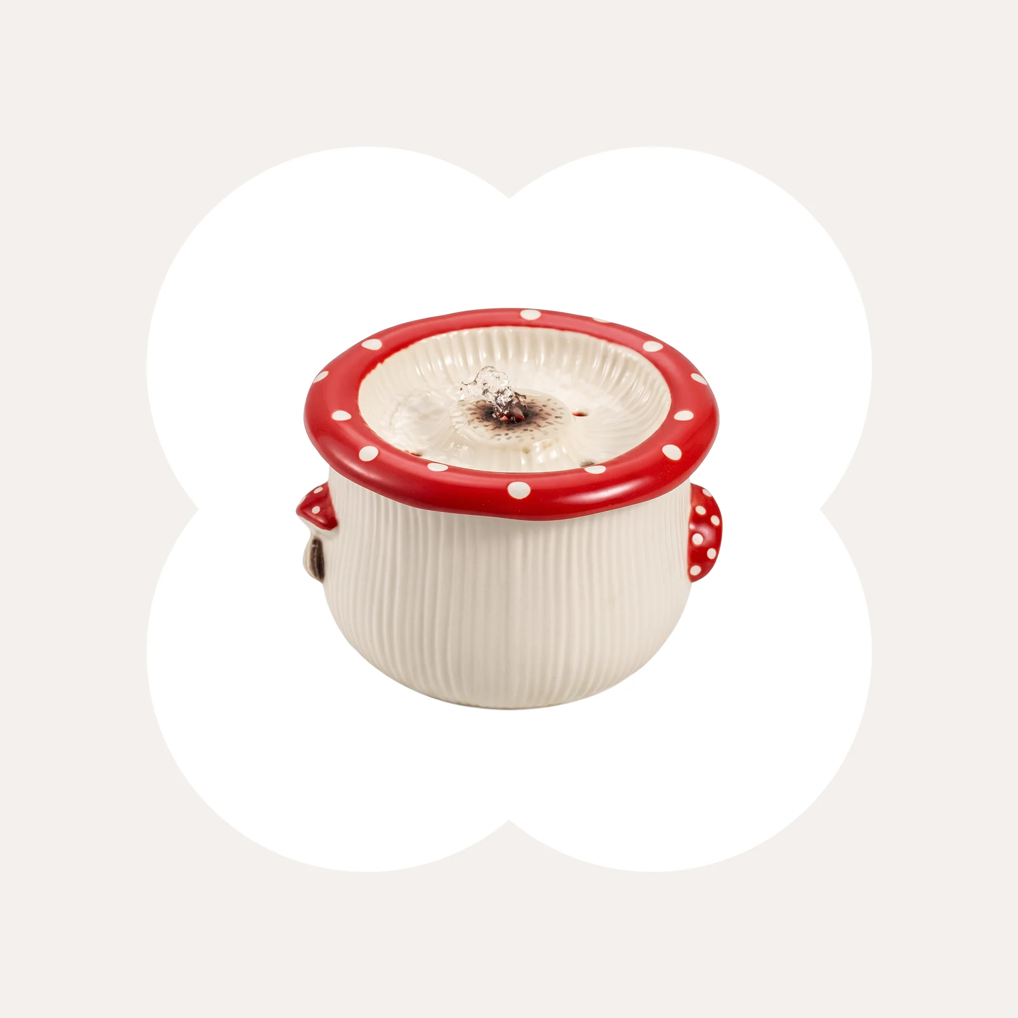 30oz Mushroom Picnic Ceramic Cat Water Fountain