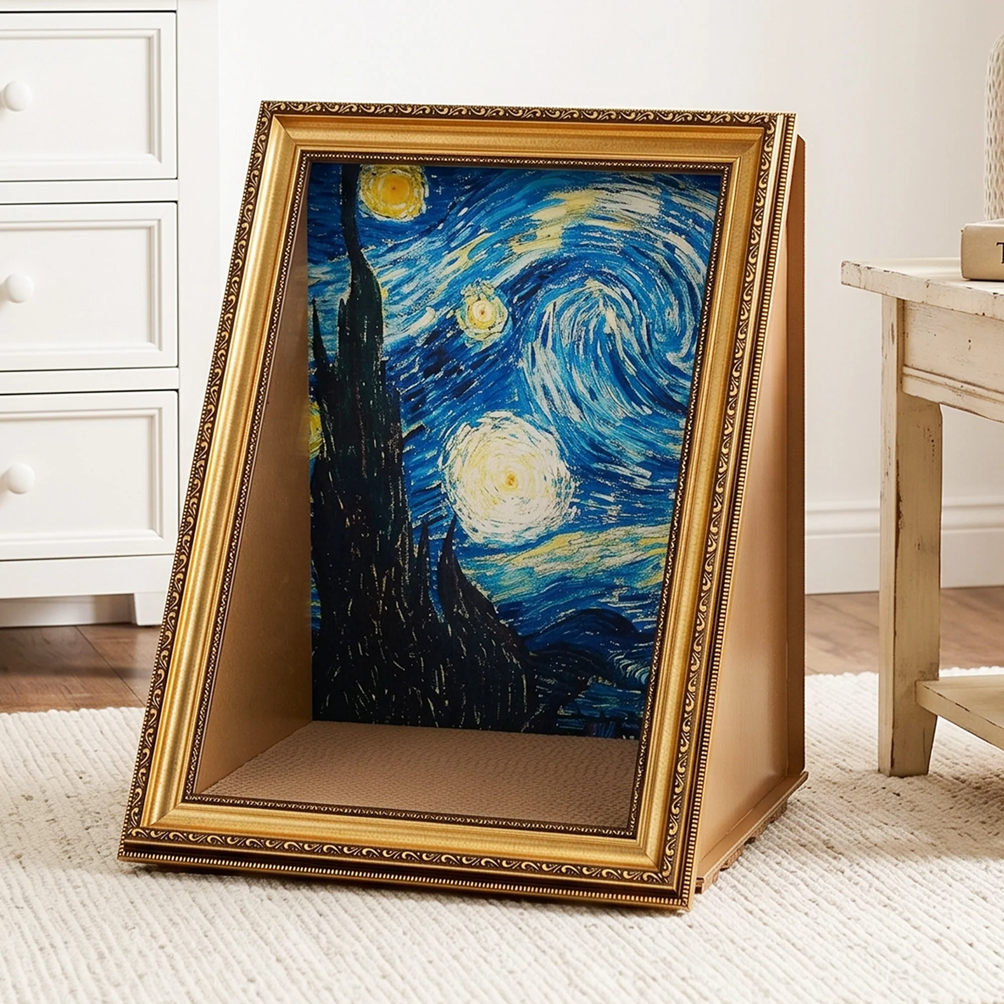 Wzmocniony drapak-domek Retro Art do drapania i odpoczynku