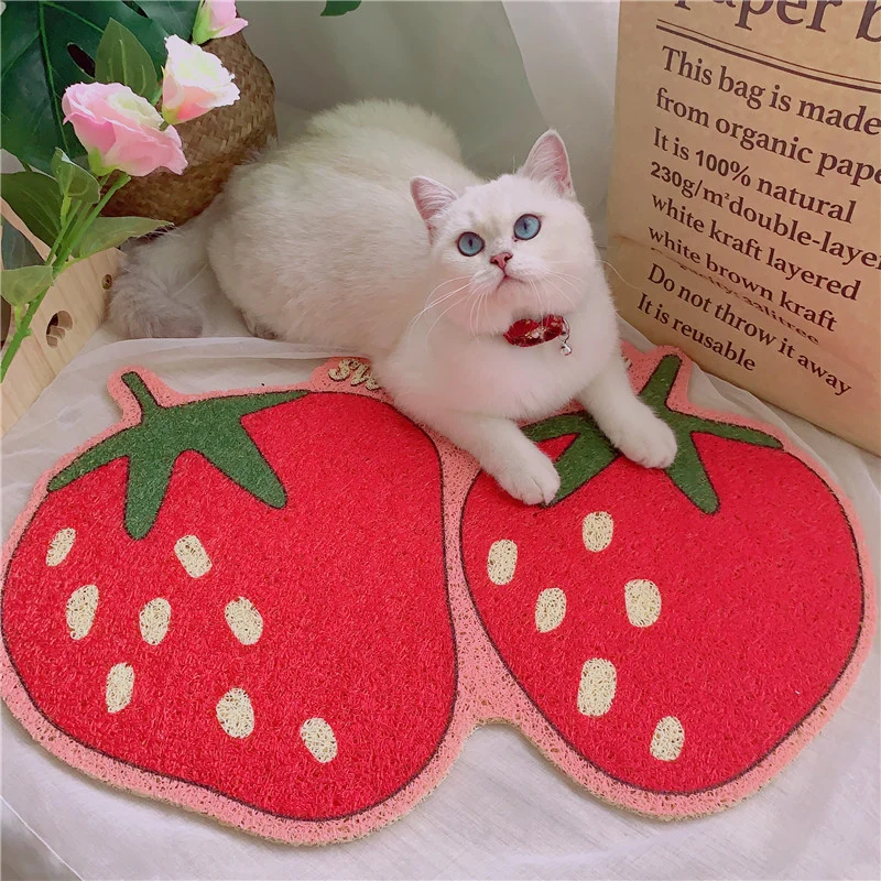 Fruit Series Peach Shaped Cat Litter Mat for Cats and Small Dogs