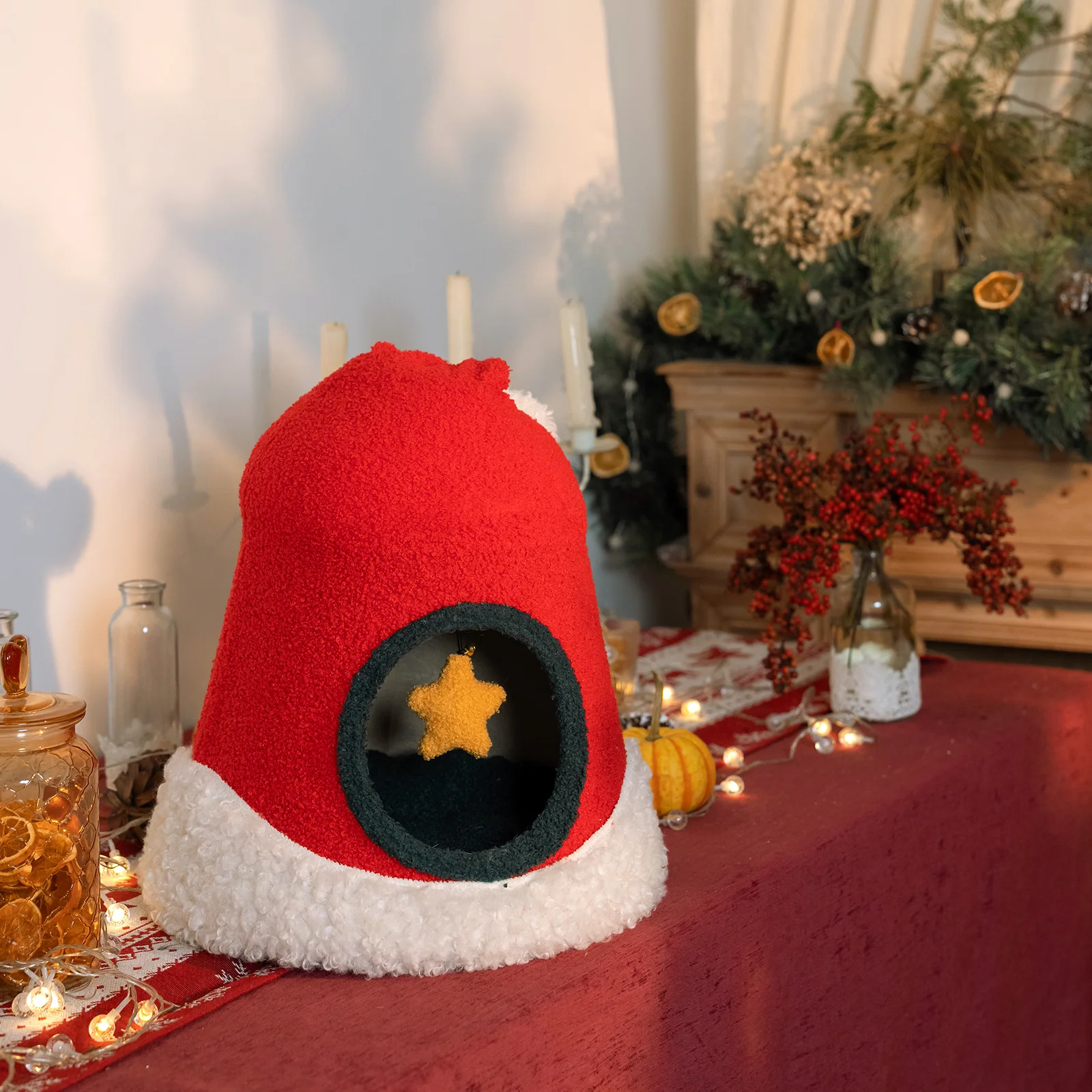Christmas Tree Cat Bed Tent With Removable Top for Cats and Small Dogs