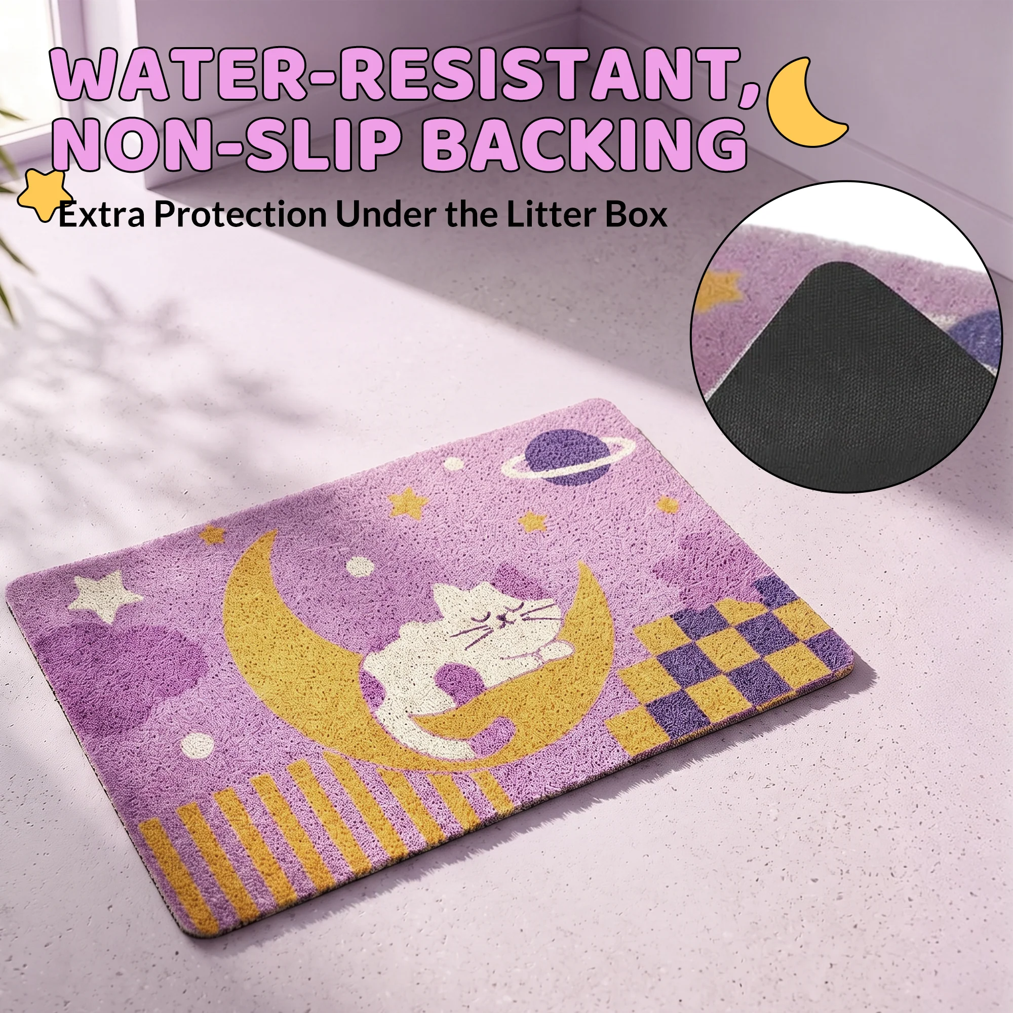 Tapis de litière pour chat Moonlight Dream avec surface à boucle piégeante