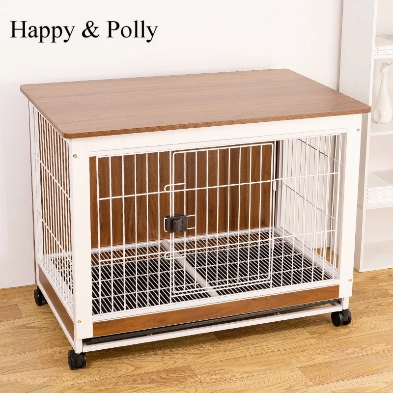 Foldable Chew-Proof Dog Crate for Household Pets with Mesh Ventilation