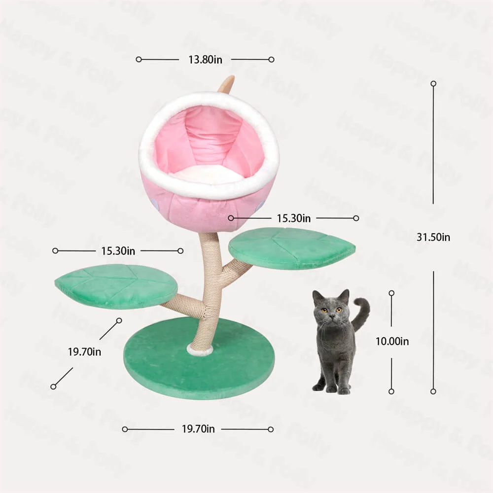 Monster World Cat Tree with Venus Flytrap Nest and Green Leaf Perches