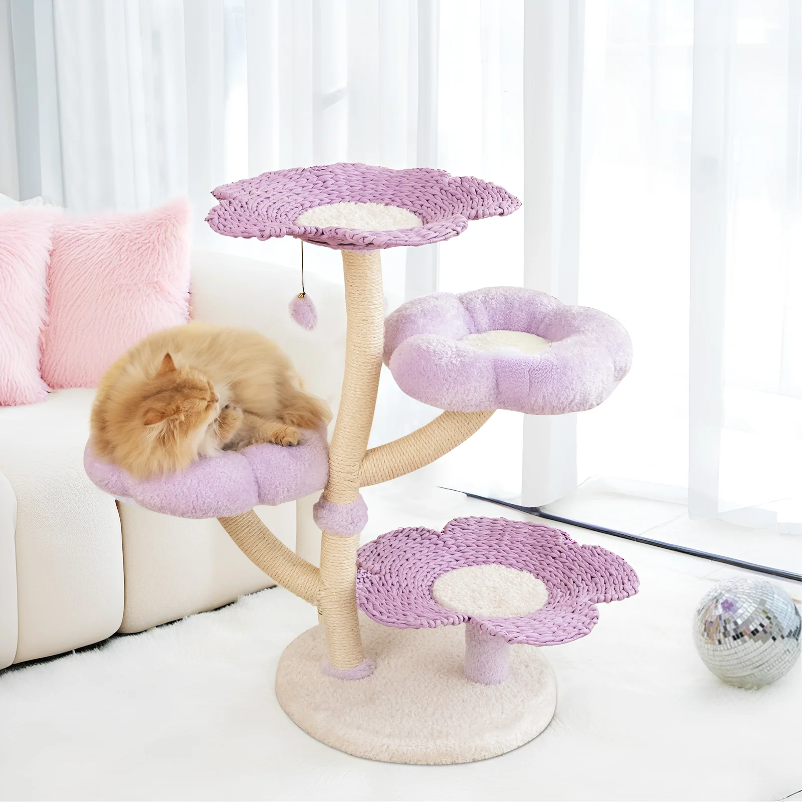 Purple Woven Flower Cat Tree