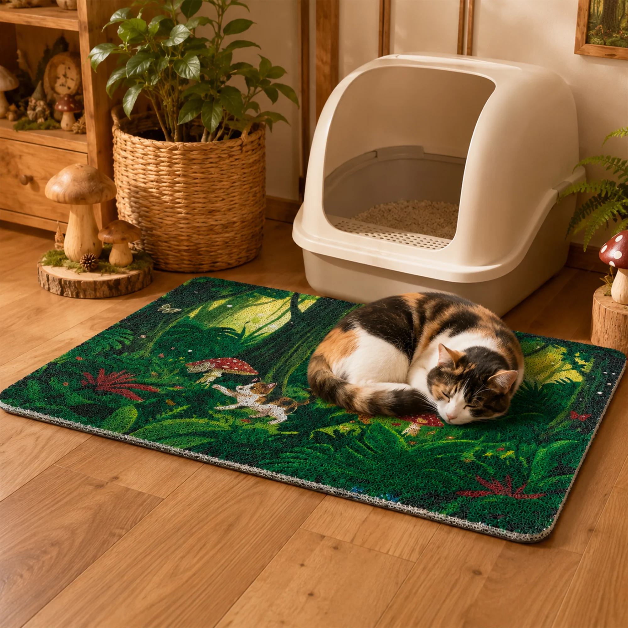 Tropical Jungle kattenbakmat met waterdichte antislip basis