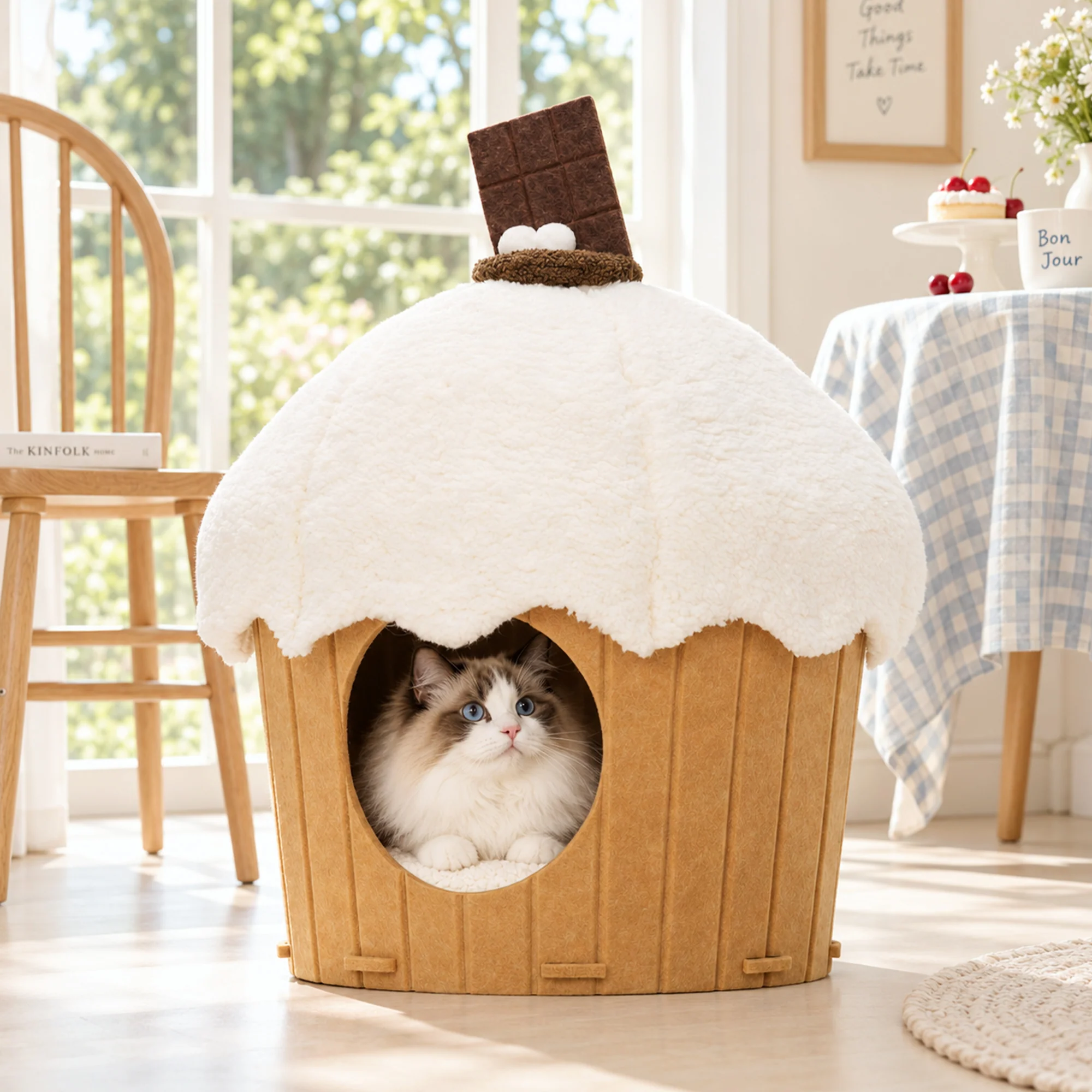 Cupcake 2-in-1 Felt Cat Condo with Removable Cushion