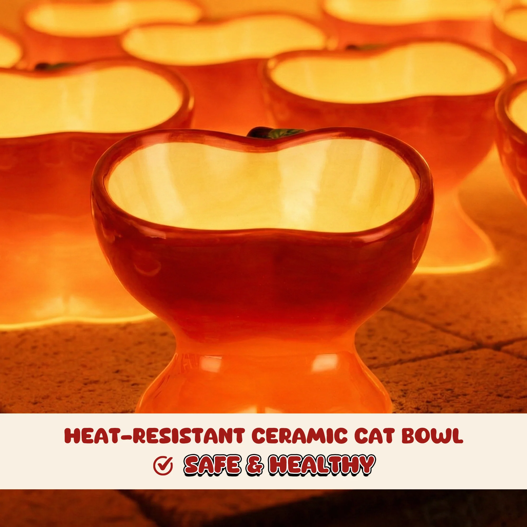 9oz Apple Bliss Elevated Cat Bowl in Ceramic, 9oz