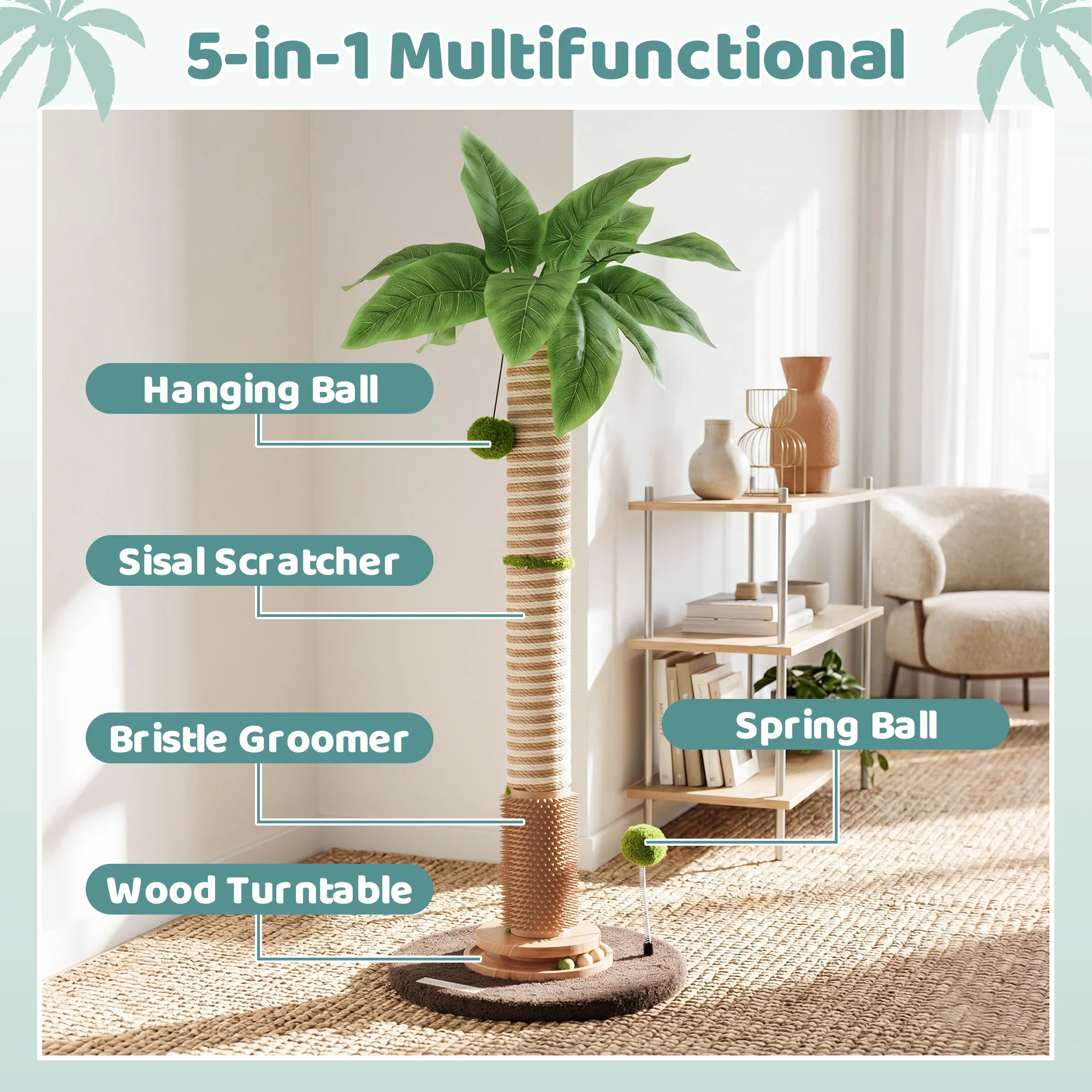 Kokospalme Kratzbaum mit Spielball