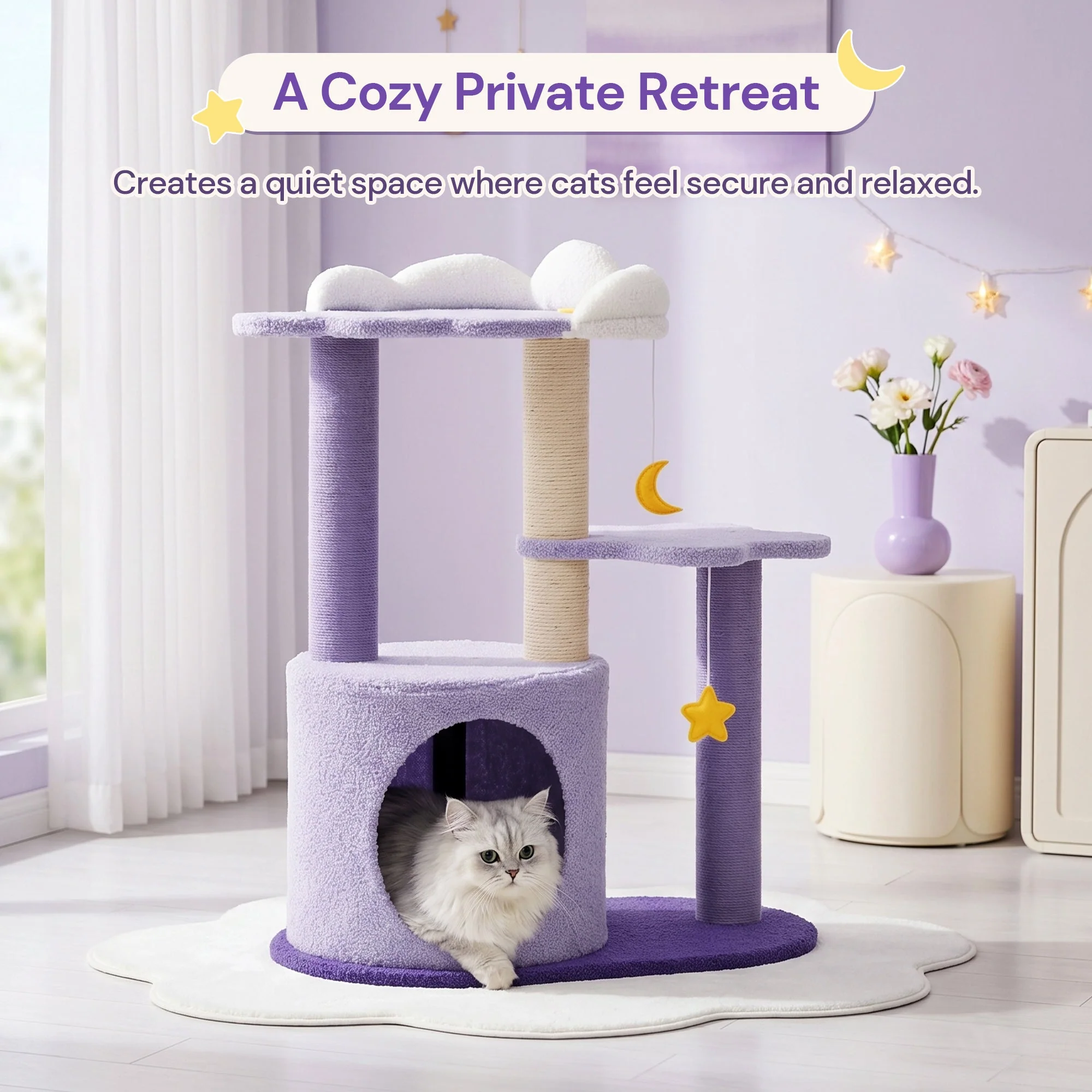 Árbol para gatos Moonlight Cottage de 28" para gatitos y gatos pequeños