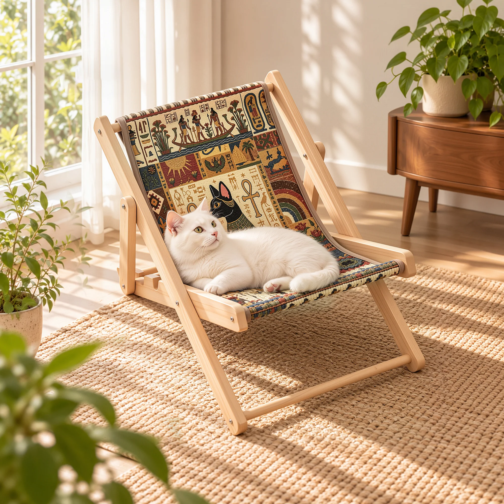 Chaise lounge pliable pour chat Happy & Polly avec tapis griffoir remplaçable