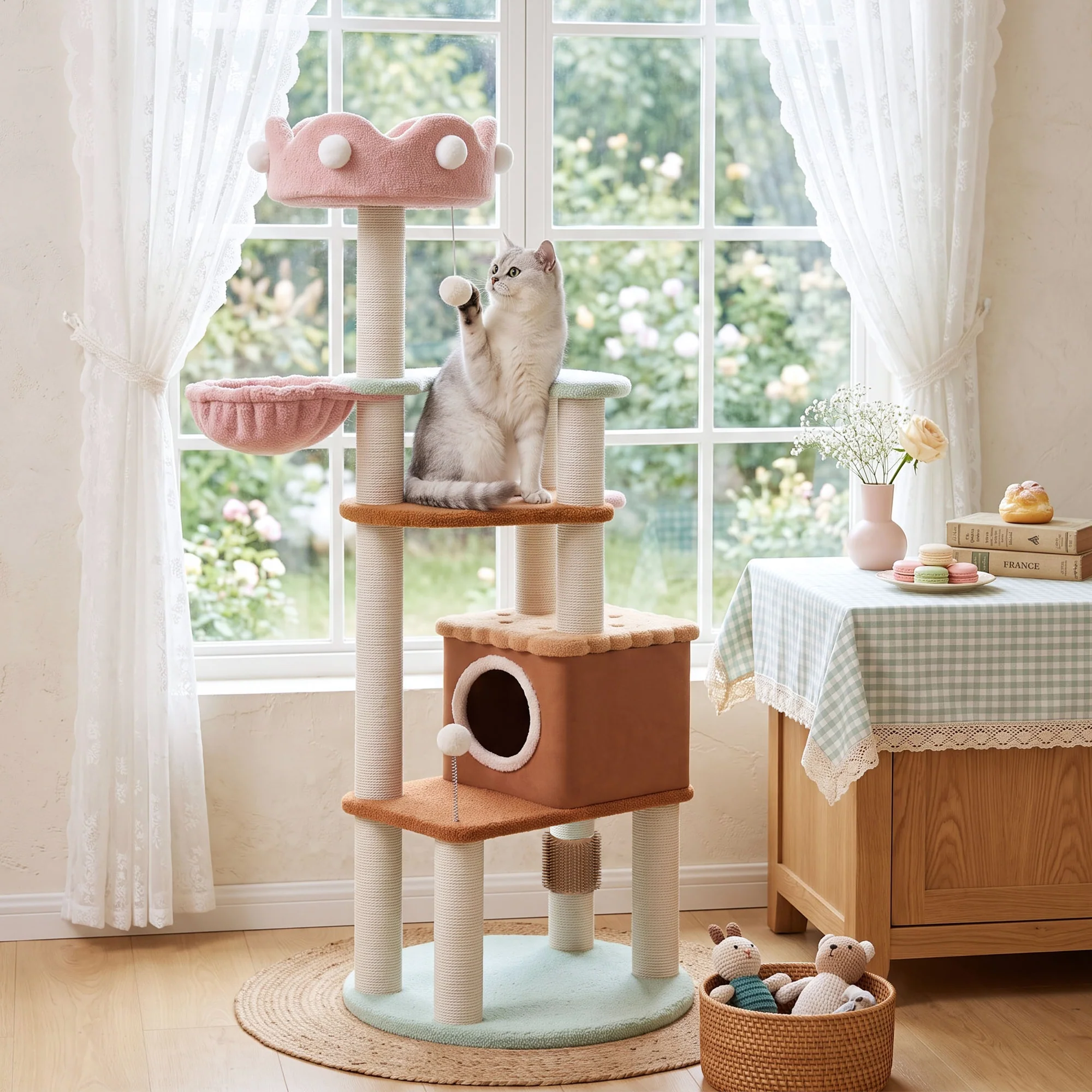 63インチ アイスクリームパレス 多層キャットツリー シェルパパーチ付き