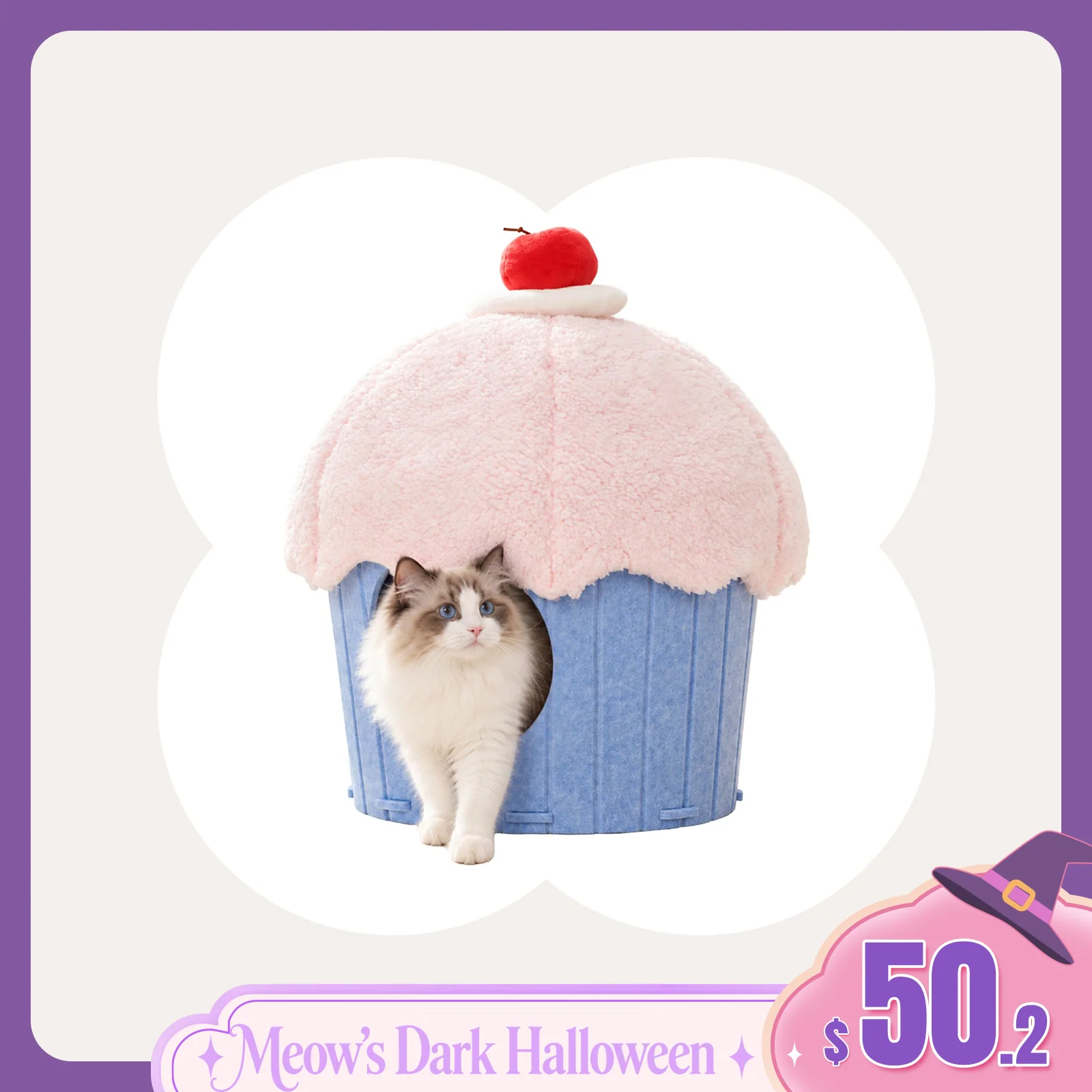 Cupcake 2-in-1 Felt Cat Condo with Removable Cushion