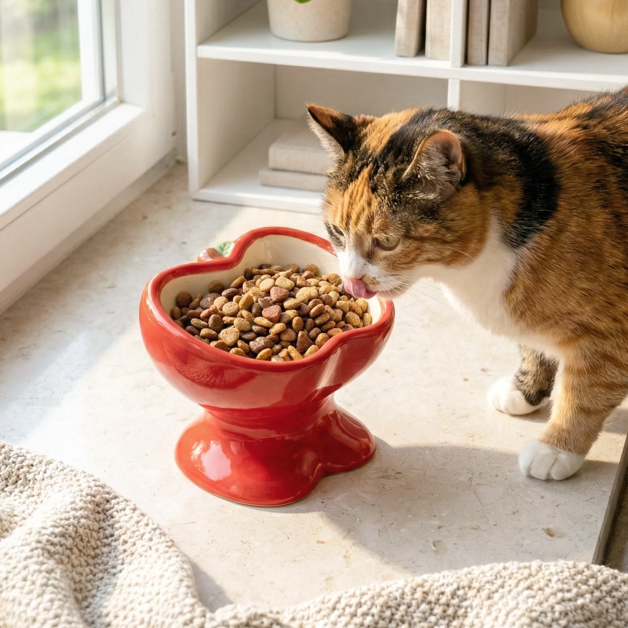 9oz Apple Bliss Elevated Cat Bowl in Ceramic, 9oz