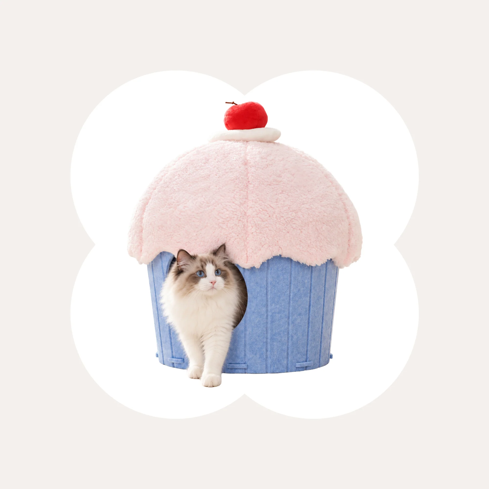 Cupcake 2-in-1 Felt Cat Condo with Removable Cushion