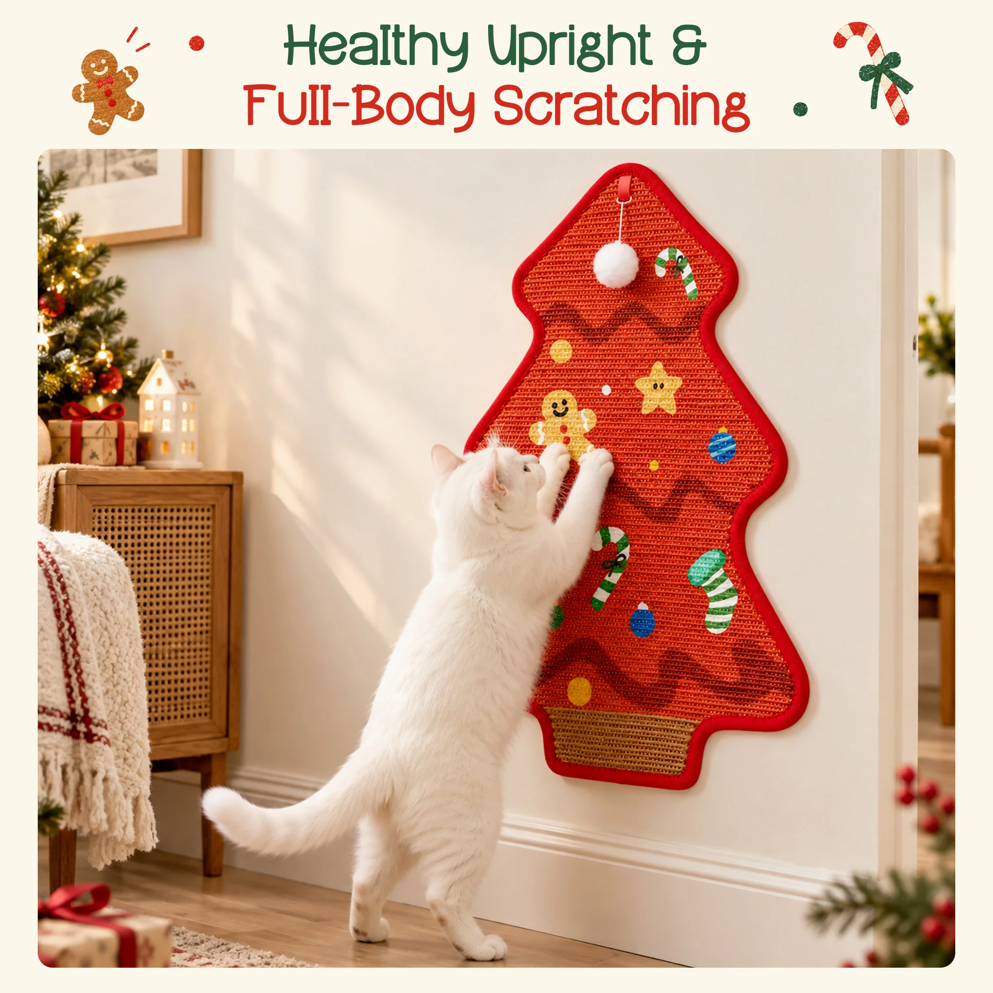 Robuste Weihnachtsbaum-Kratzmatte aus Sisal für Katzen